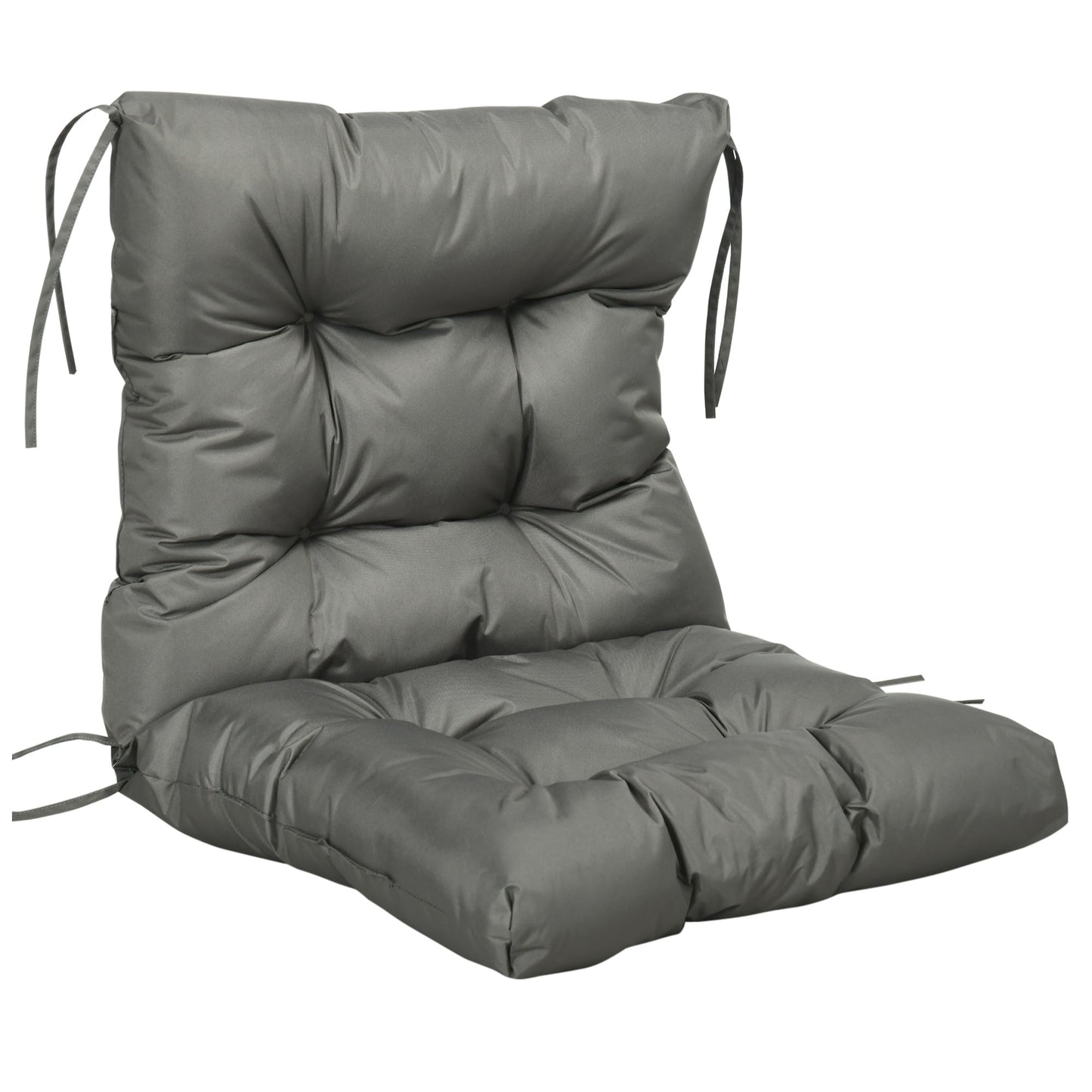 Garden Back Chair Cushion, Comfortable Patio Seat Cushion Pad with Backrest for Outdoor & Indoor Use, Light Grey