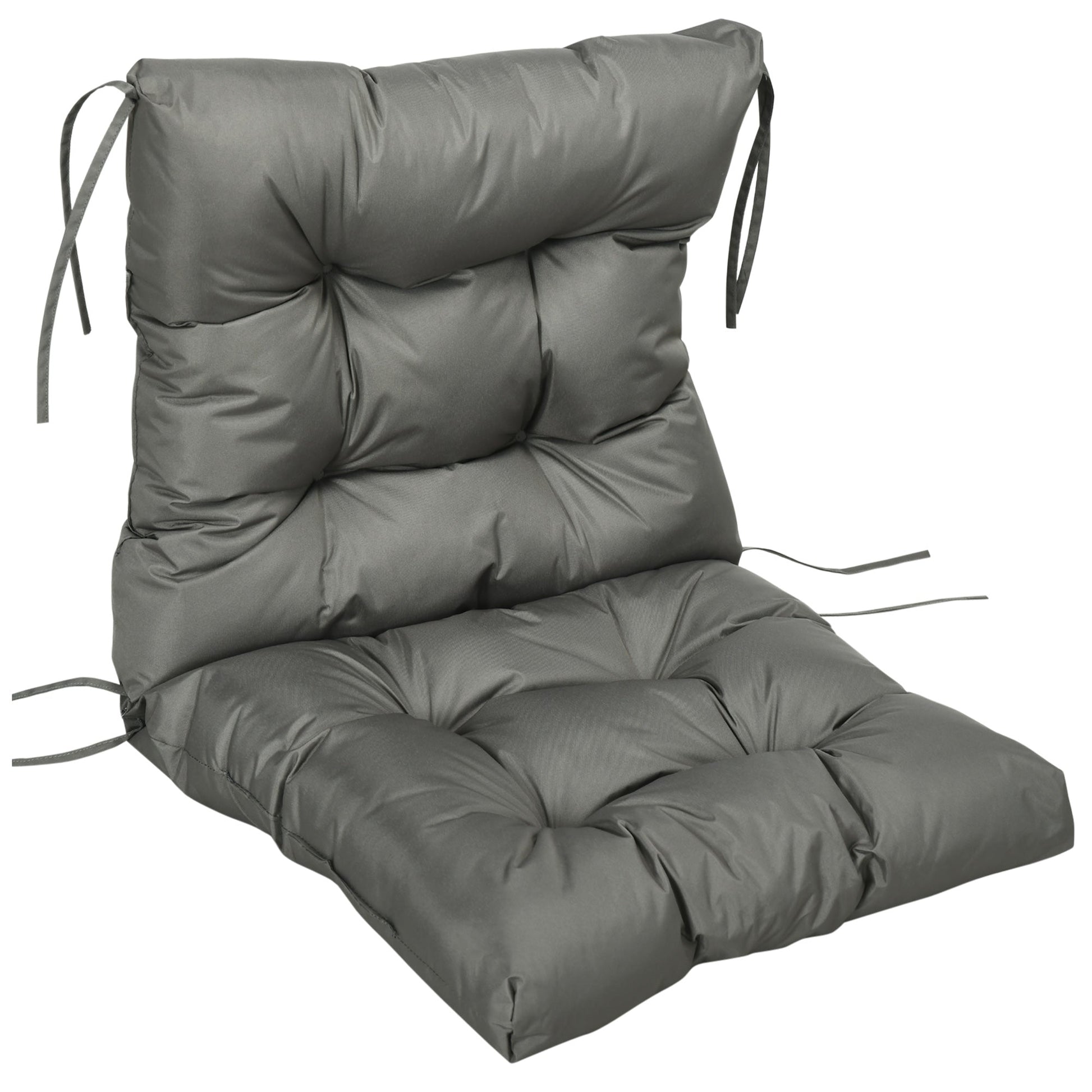 Garden Back Chair Cushion, Comfortable Patio Seat Cushion Pad with Backrest for Outdoor & Indoor Use, Light Grey