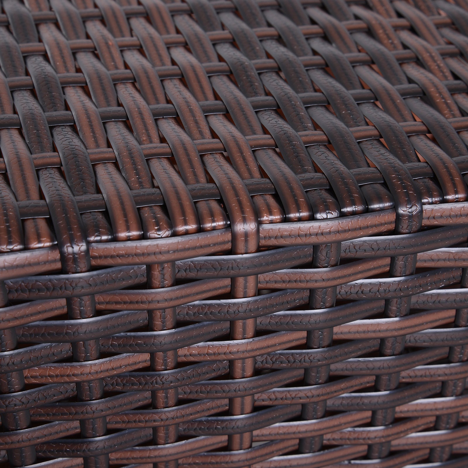 Rattan Outdoor Coffee Table, Wicker Garden Patio Bistro Side Table with Umbrella Hole and Storage Space for Balcony, Porch, Brown