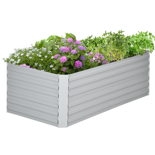Raised Beds for Garden, Galvanised Steel Outdoor Planters with Multi-reinforced Rods for Vegetables, Plants, Flowers and Herbs, 180 x 90 x 59 cm, Light Grey