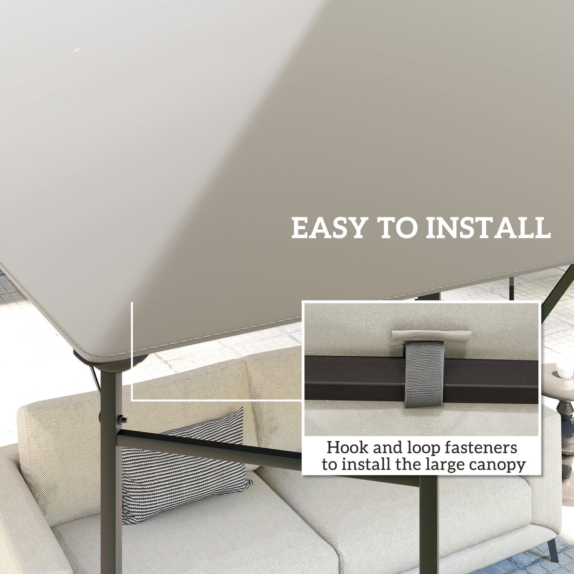 3 x 3(m) Gazebo Canopy Replacement Cover, Garden Gazebo Roof Replacement with Drain Holes, Water Resistant Plastic Coating, 370g/㎡, UPF30+, TOP COVER ONLY, Grey