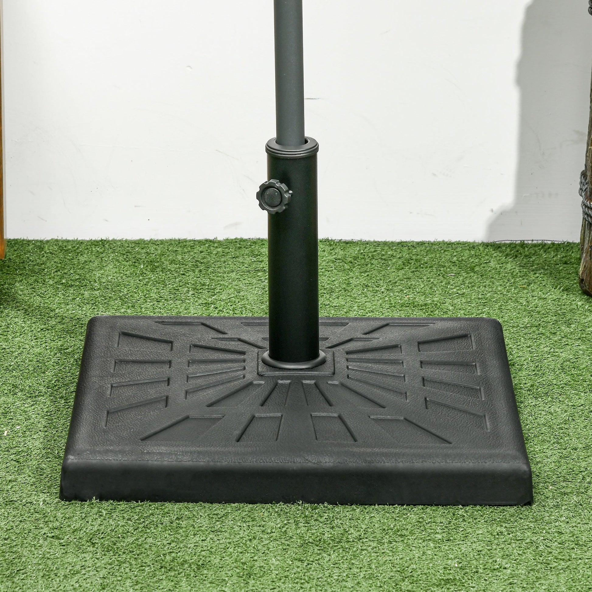 19kg Resin Garden Parasol Base Holder, Square Outdoor Market Umbrella Stand Weight for Poles of Φ32mm, Φ38mm, and Φ48mm, Black