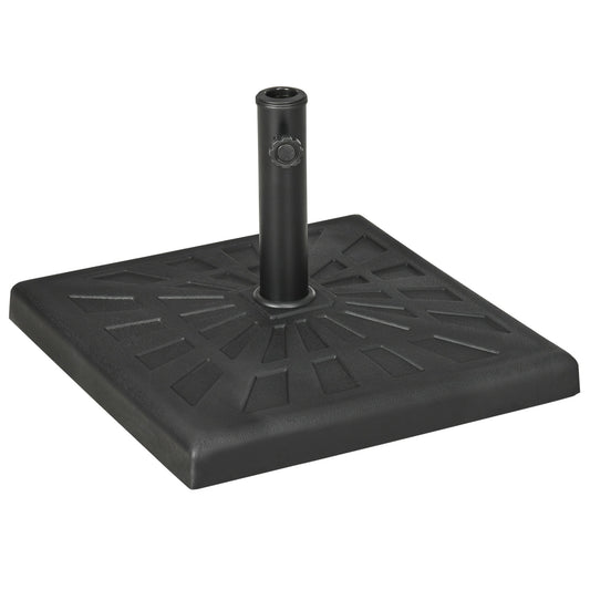 19kg Resin Garden Parasol Base Holder, Square Outdoor Market Umbrella Stand Weight for Poles of Φ32mm, Φ38mm, and Φ48mm, Black