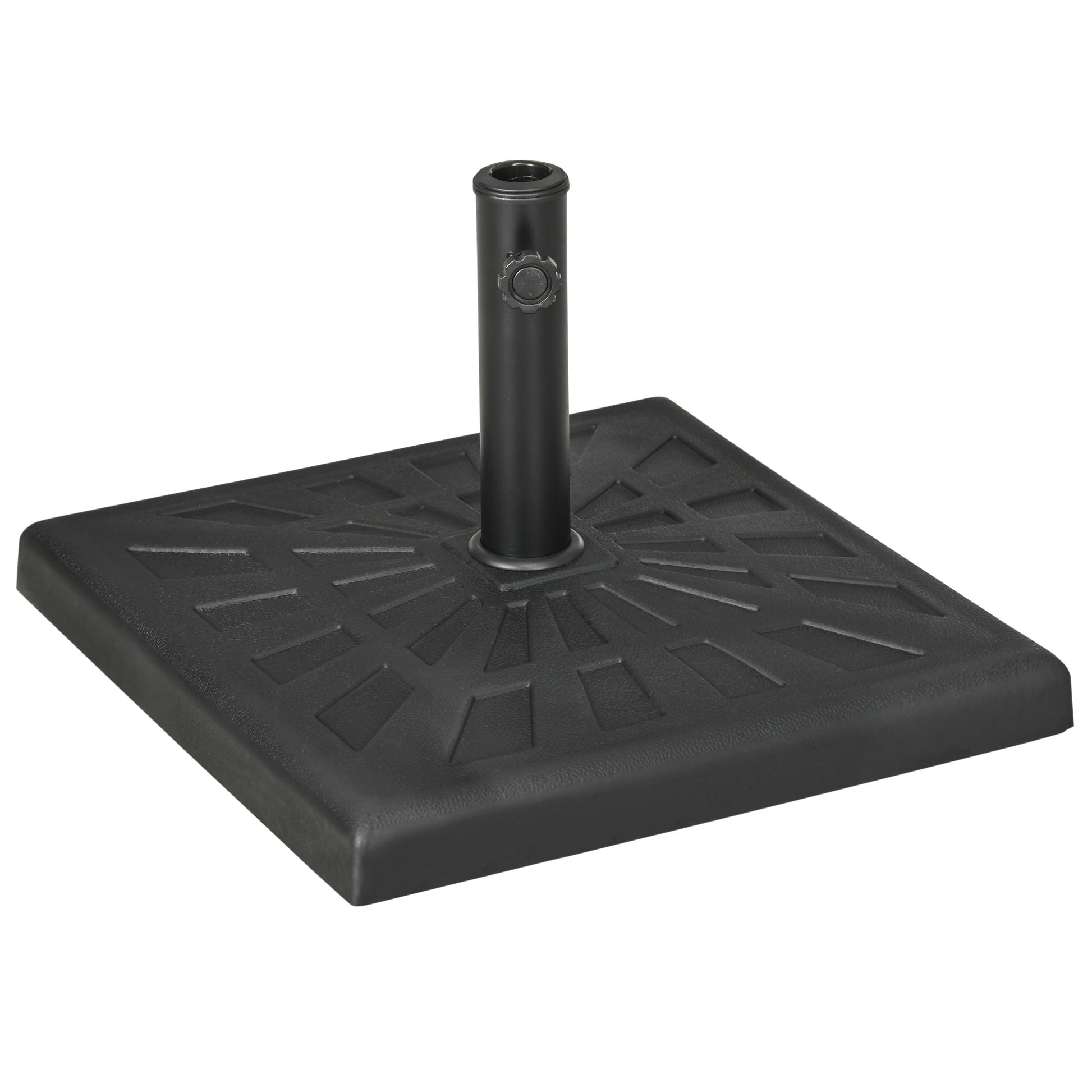 19kg Resin Garden Parasol Base Holder, Square Outdoor Market Umbrella Stand Weight for Poles of Φ32mm, Φ38mm, and Φ48mm, Black