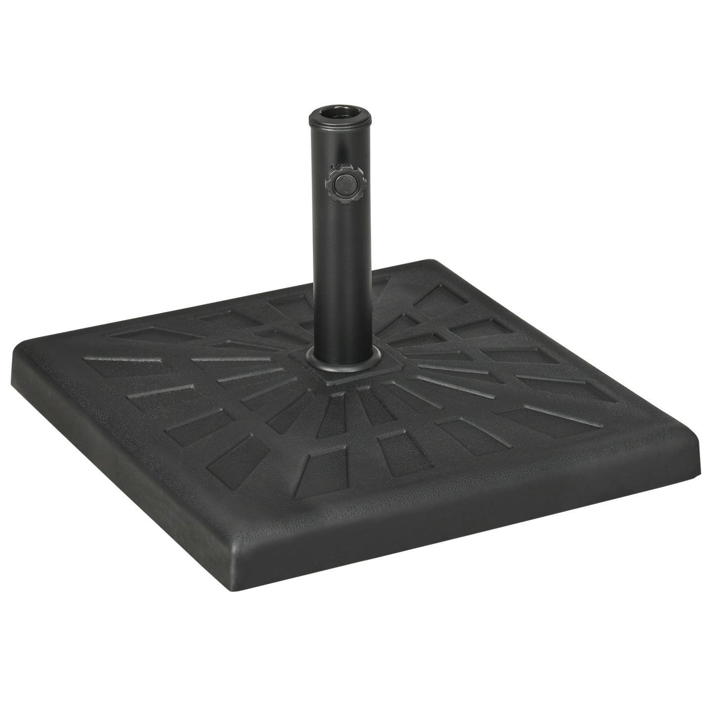 19kg Resin Garden Parasol Base Holder, Square Outdoor Market Umbrella Stand Weight for Poles of Φ32mm, Φ38mm, and Φ48mm, Black