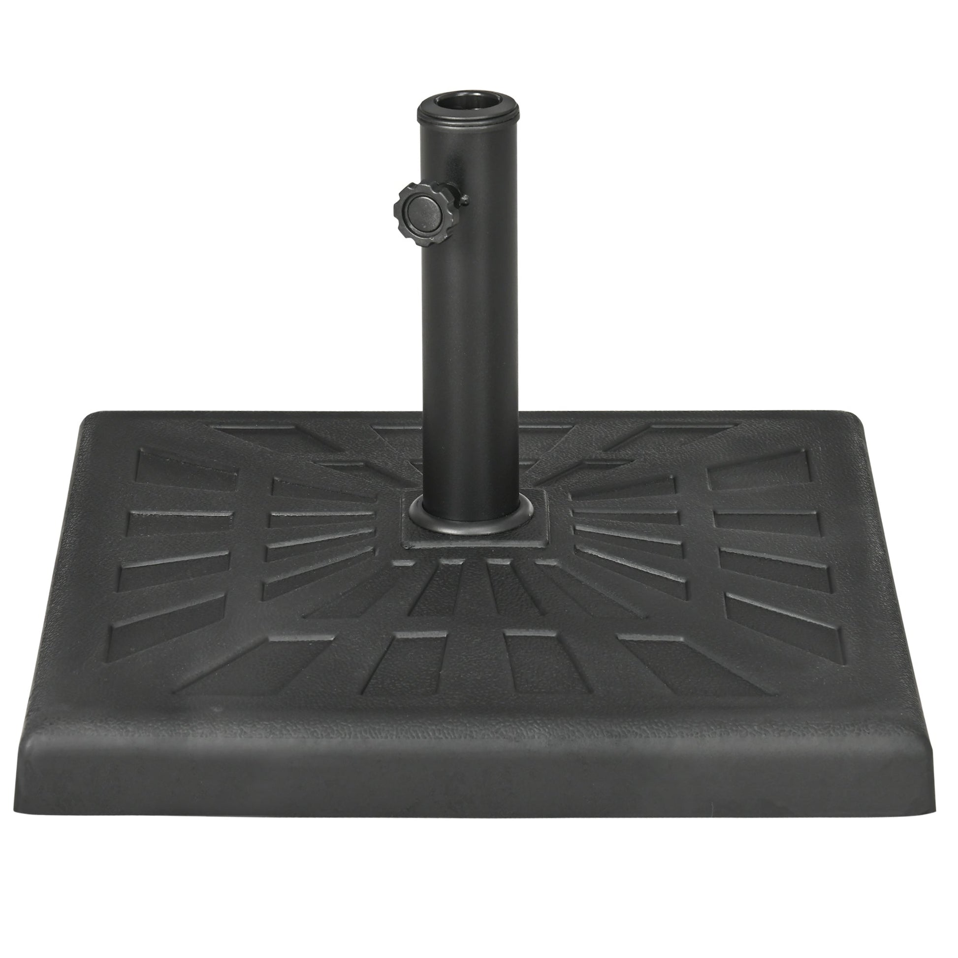 19kg Resin Garden Parasol Base Holder, Square Outdoor Market Umbrella Stand Weight for Poles of Φ32mm, Φ38mm, and Φ48mm, Black