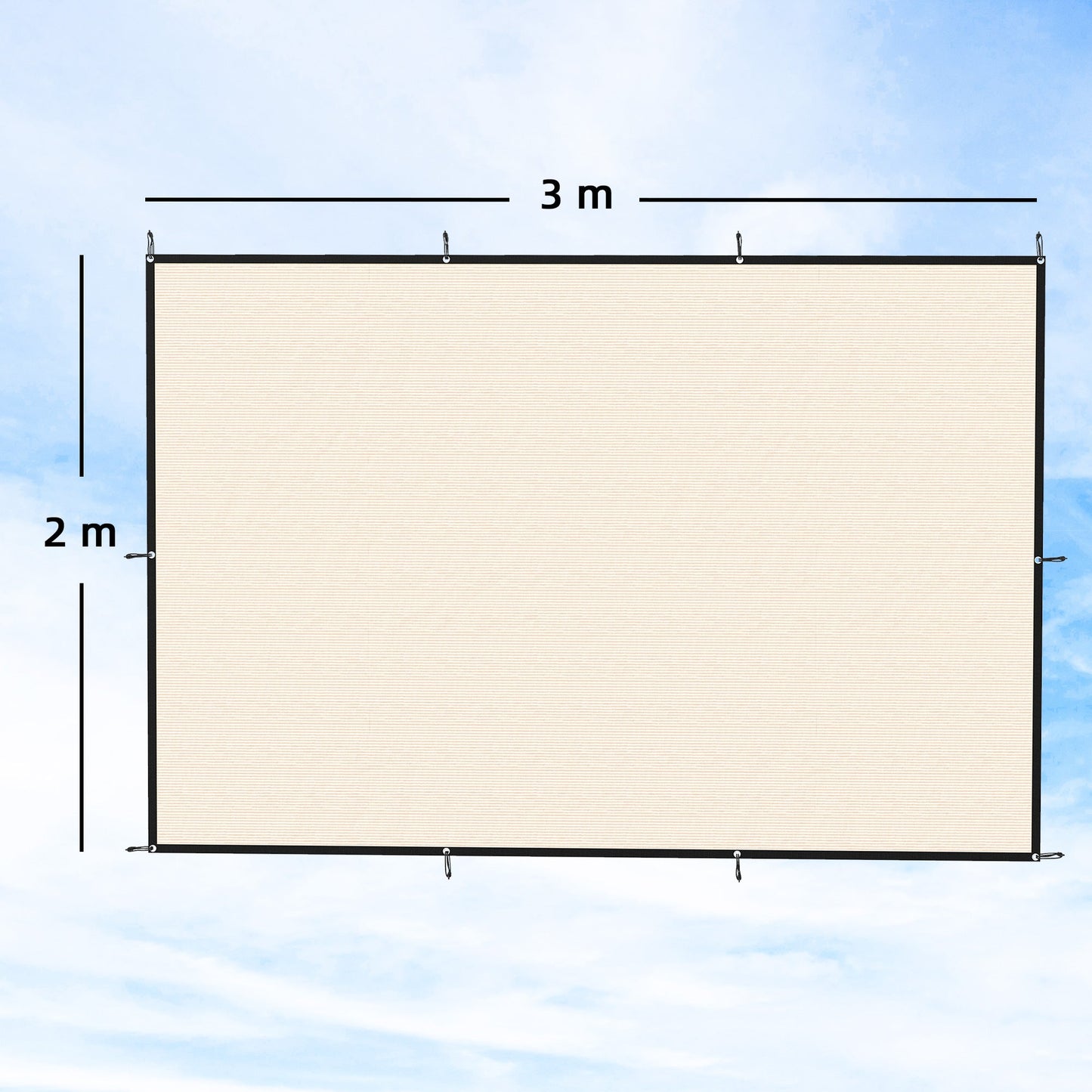 Sun Shade Sail, 2 x 3 m Rectangle Sunscreen Awning Canopy with Stainless Steel Eyelets and Bungee Cords, UV Protection Shade Sail  for Outdoors, Garden, Patio, Beige