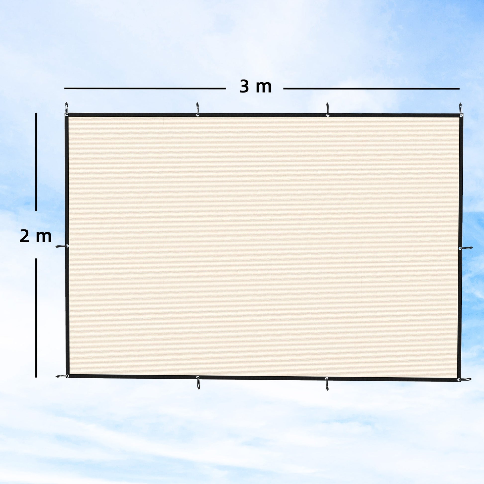 Sun Shade Sail, 2 x 3 m Rectangle Sunscreen Awning Canopy with Stainless Steel Eyelets and Bungee Cords, UV Protection Shade Sail  for Outdoors, Garden, Patio, Beige