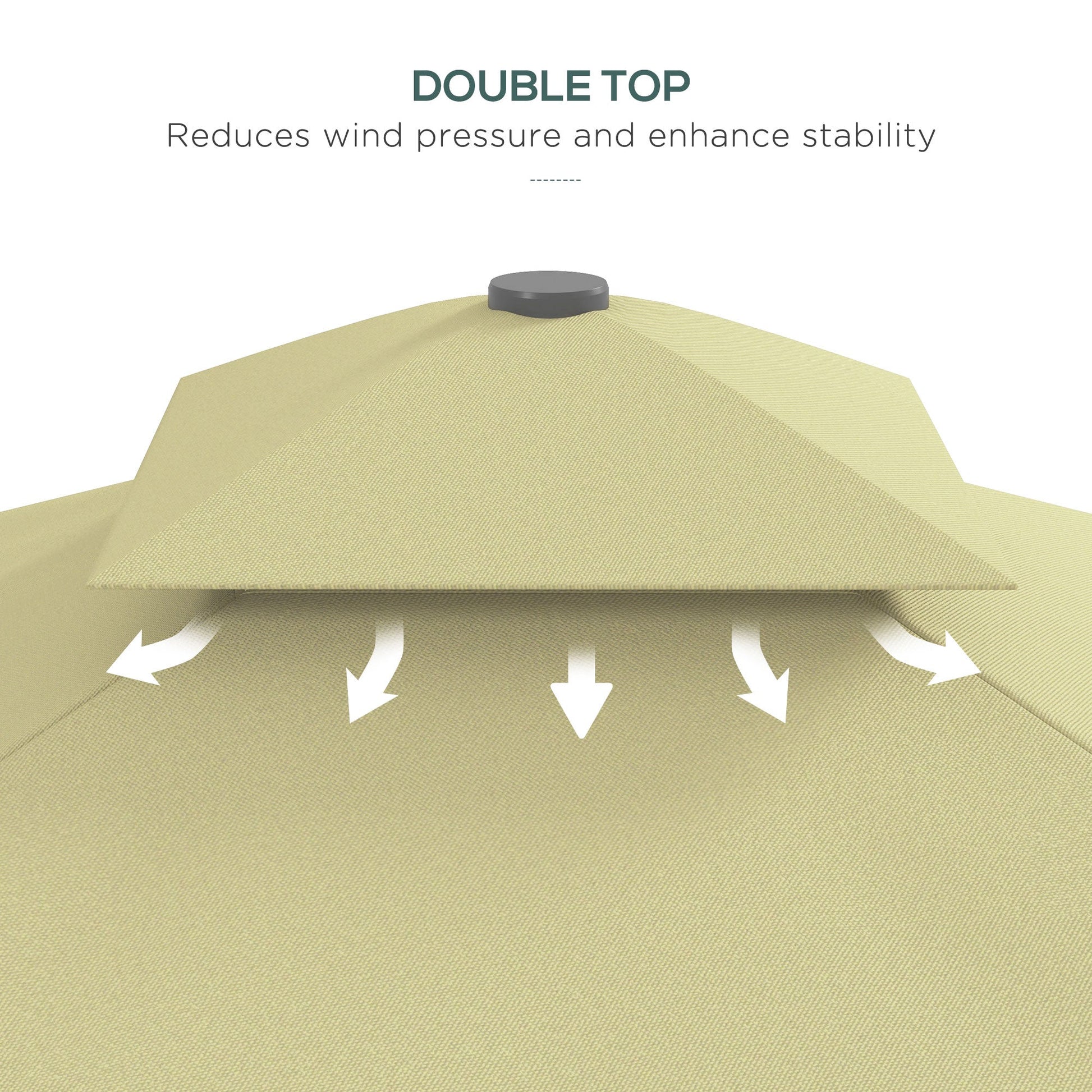 2.5m Cantilever Parasol with Easy Lever, Square Double Top Garden Parasol Umbrella with Ruffles and Cross Base, Overhanging Outdoor Sun Shades, Beige