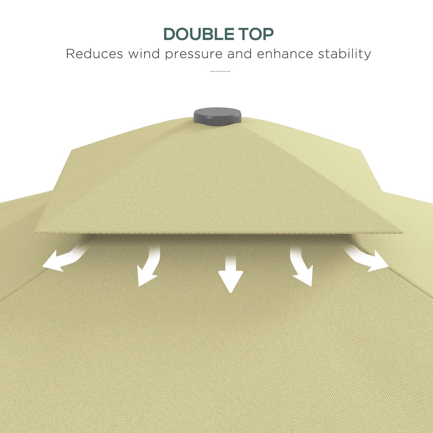 2.5m Cantilever Parasol with Easy Lever, Square Double Top Garden Parasol Umbrella with Ruffles and Cross Base, Overhanging Outdoor Sun Shades, Beige