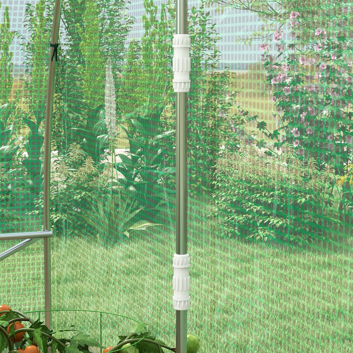 4 x 3(m) Polytunnel Greenhouse with Sprinkler Irrigation System, Walk-in Green House for Garden with Wide Roll-up Door, 8 Mesh Windows, Galvanised Steel Frame, Green