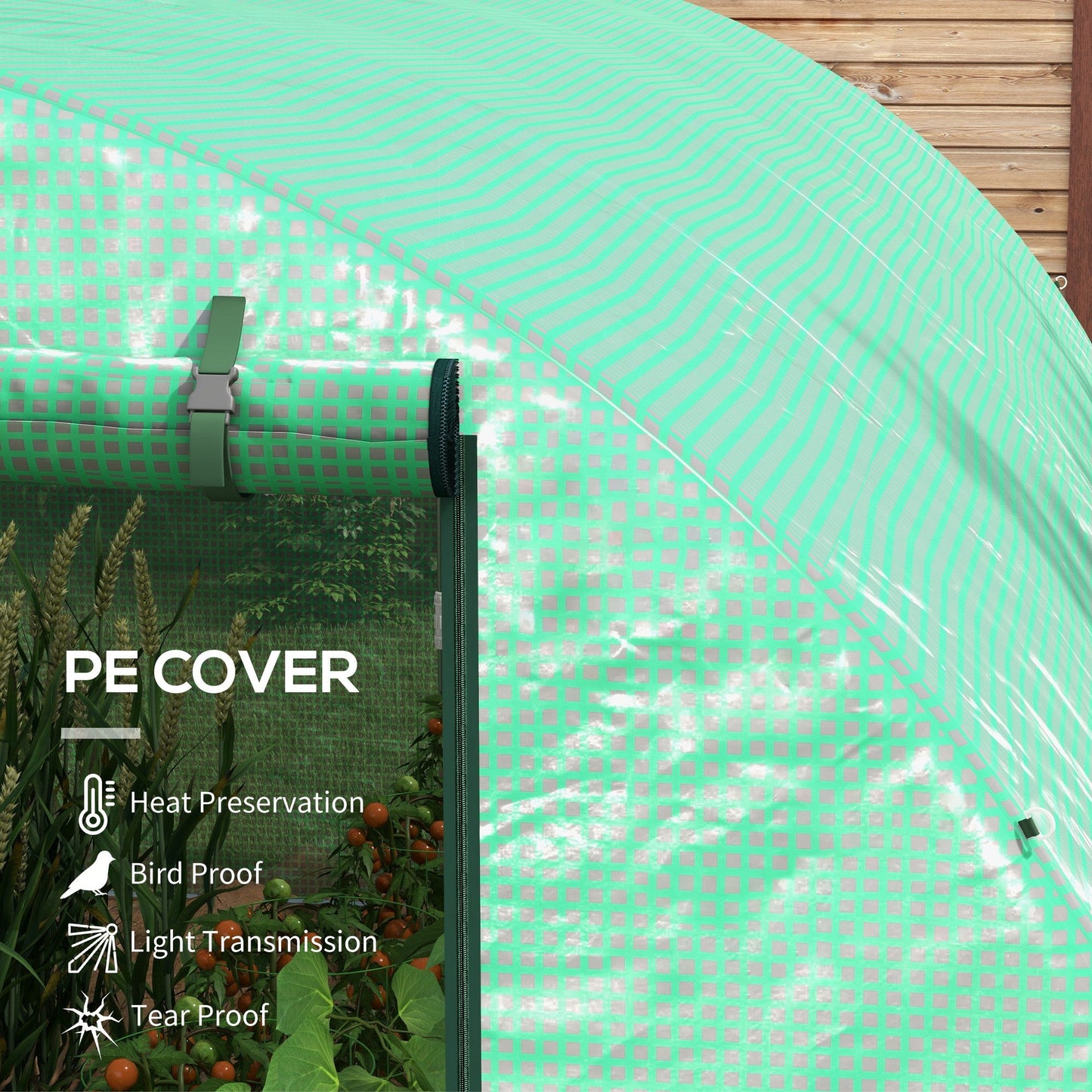 4 x 3(m) Polytunnel Greenhouse with Sprinkler Irrigation System, Walk-in Green House for Garden with Wide Roll-up Door, 8 Mesh Windows, Galvanised Steel Frame, Green