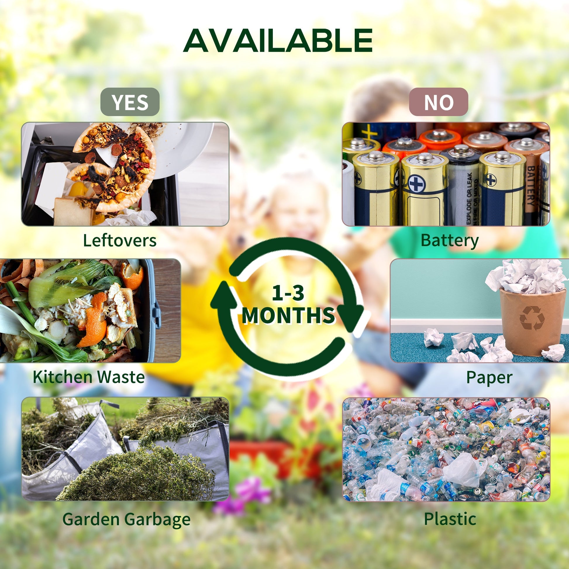 Dual Chamber Garden Compost Bin, 130L Rotating Composter, Compost Maker with Ventilation Openings and Steel Legs, Green and Black
