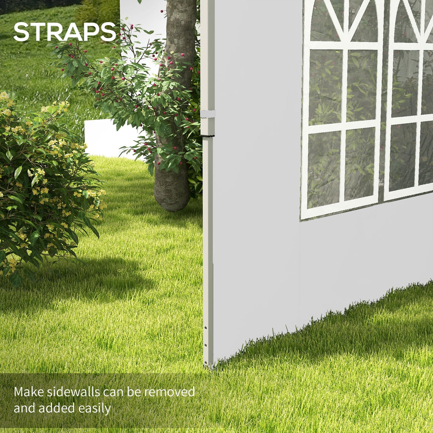 Gazebo Side Panels with Window for 3x3(m) or 3x4m Pop Up Gazebo, 2 Pack Sides Replacement, White