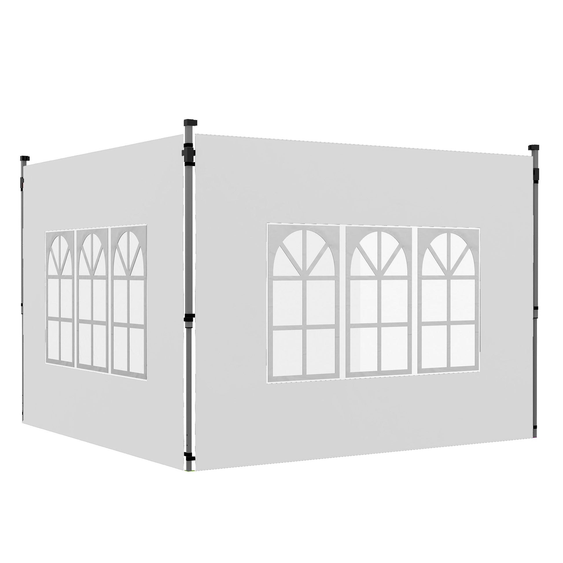 Gazebo Side Panels with Window for 3x3(m) or 3x4m Pop Up Gazebo, 2 Pack Sides Replacement, White