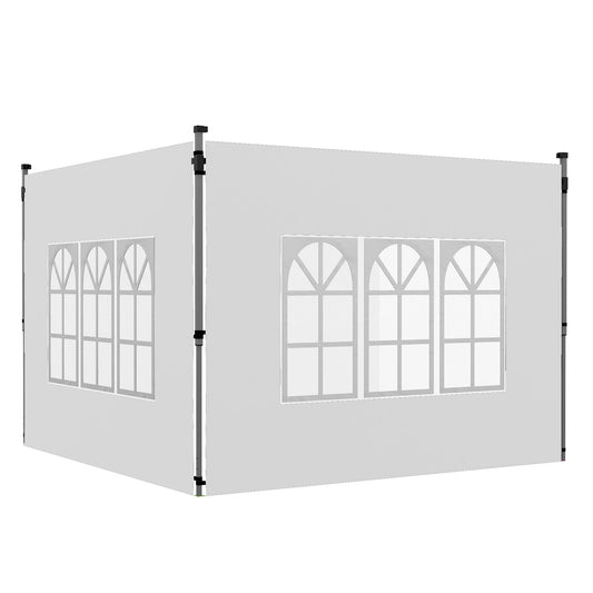 Gazebo Side Panels with Window for 3x3(m) or 3x4m Pop Up Gazebo, 2 Pack Sides Replacement, White