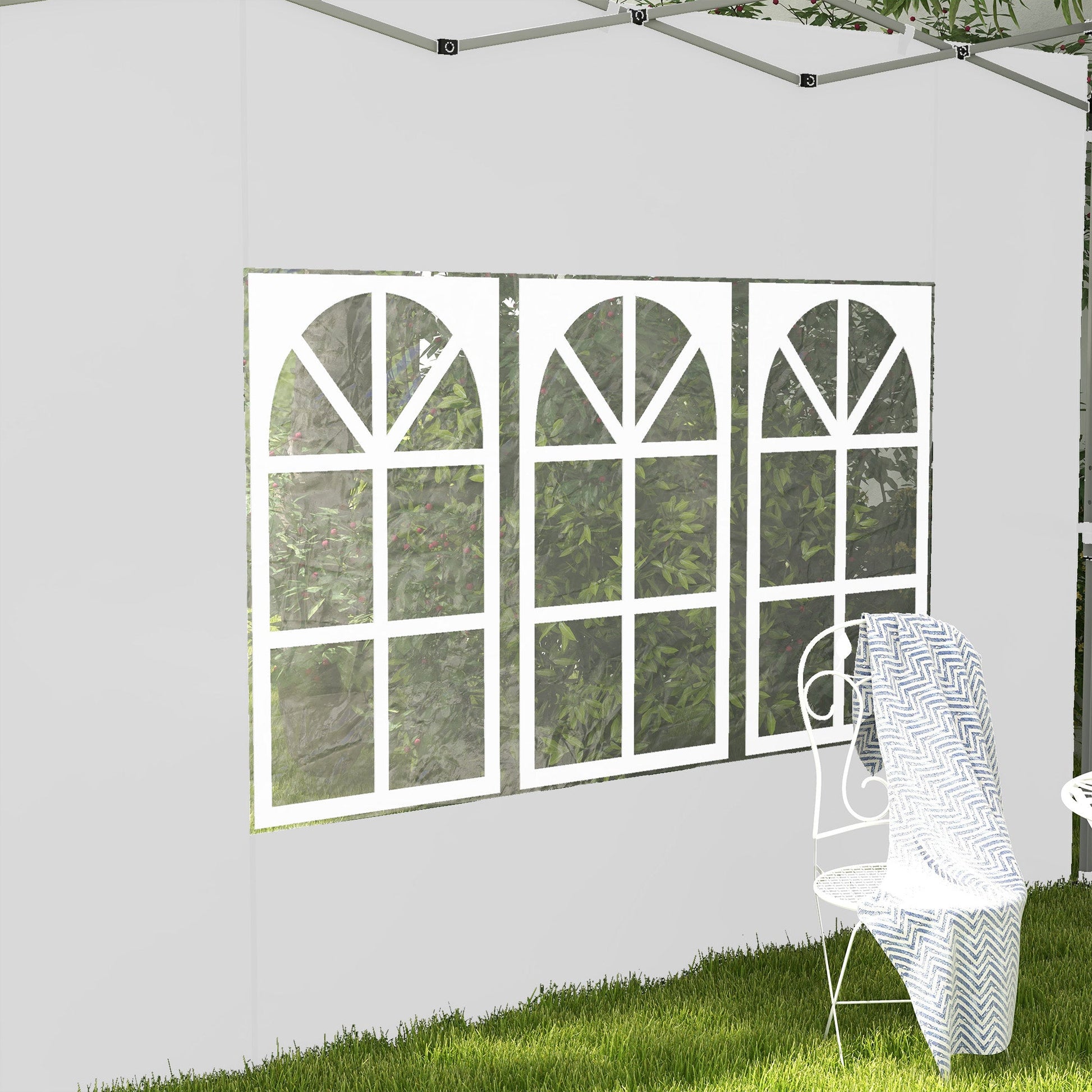 Gazebo Side Panels with Window for 3x3(m) or 3x4m Pop Up Gazebo, 2 Pack Sides Replacement, White
