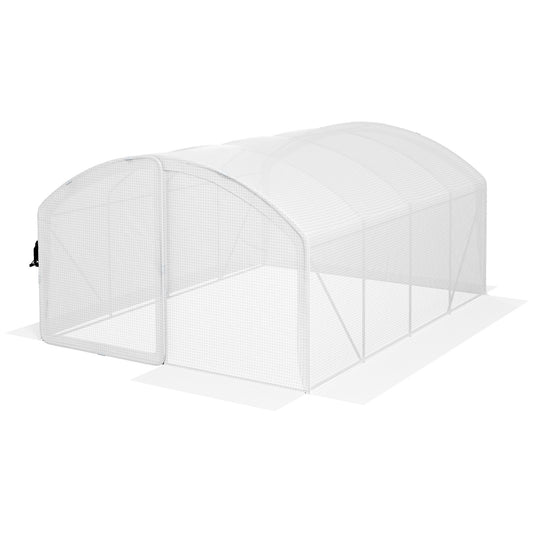 4 x 3 x 2m Polytunnel Greenhouse with Hinged Door, Walk-in Grow House Tent with UV-resistant PE Cover, Galvanised Steel Frame, Clamps, White
