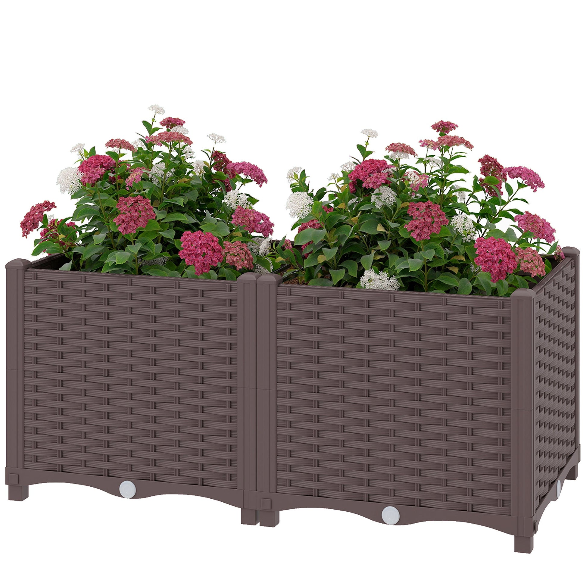 Plastic Raised Garden Bed with Legs, Self Watering Elevated Planter Boxes with Drainage Holes and Plugs, Easy Assembly Outdoor Planter Box for Vegetables, Flowers, Herbs, 80 x 40 x 37 cm