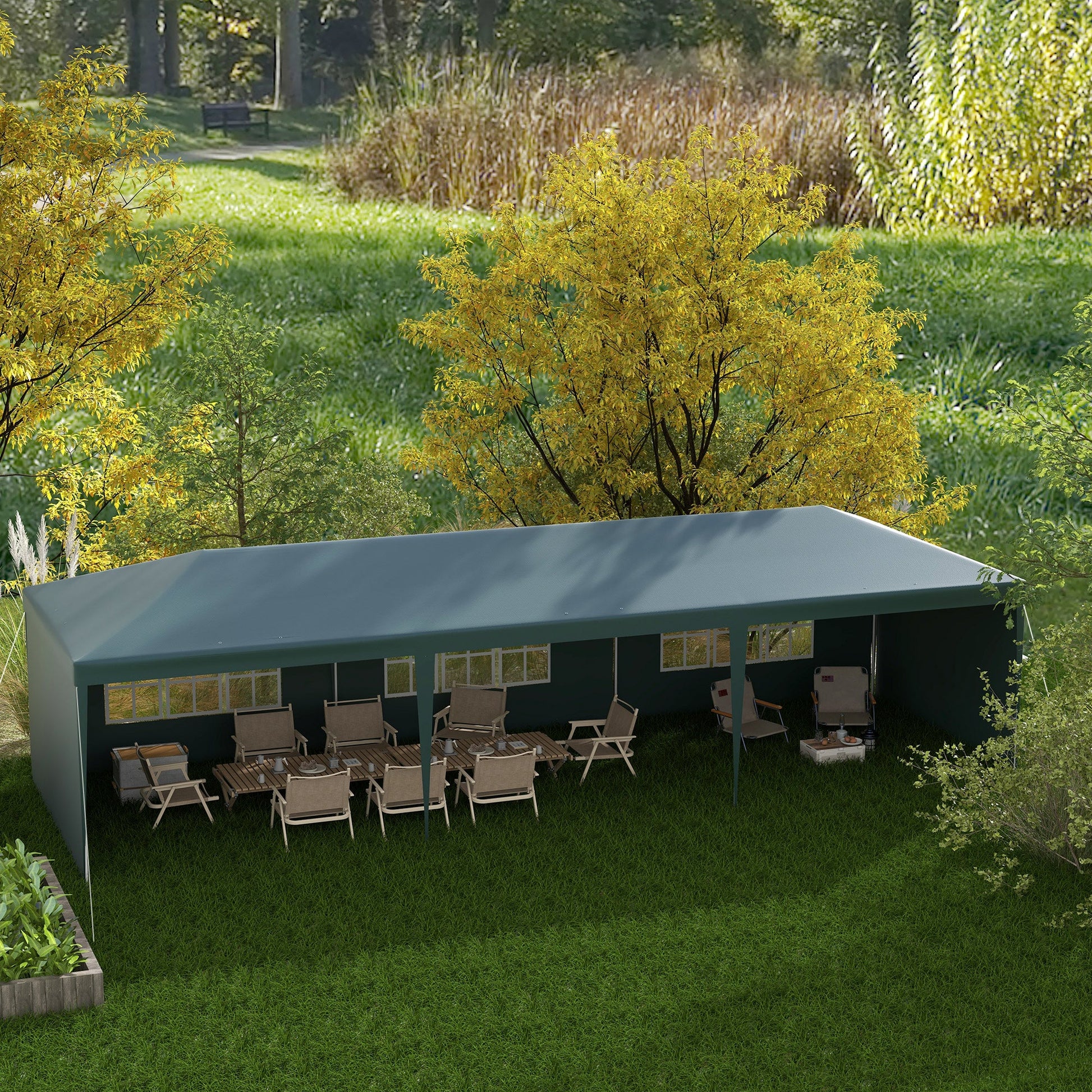 Garden Gazebo Marquee Party Wedding Tent Canopy (9m x 3m) - Green