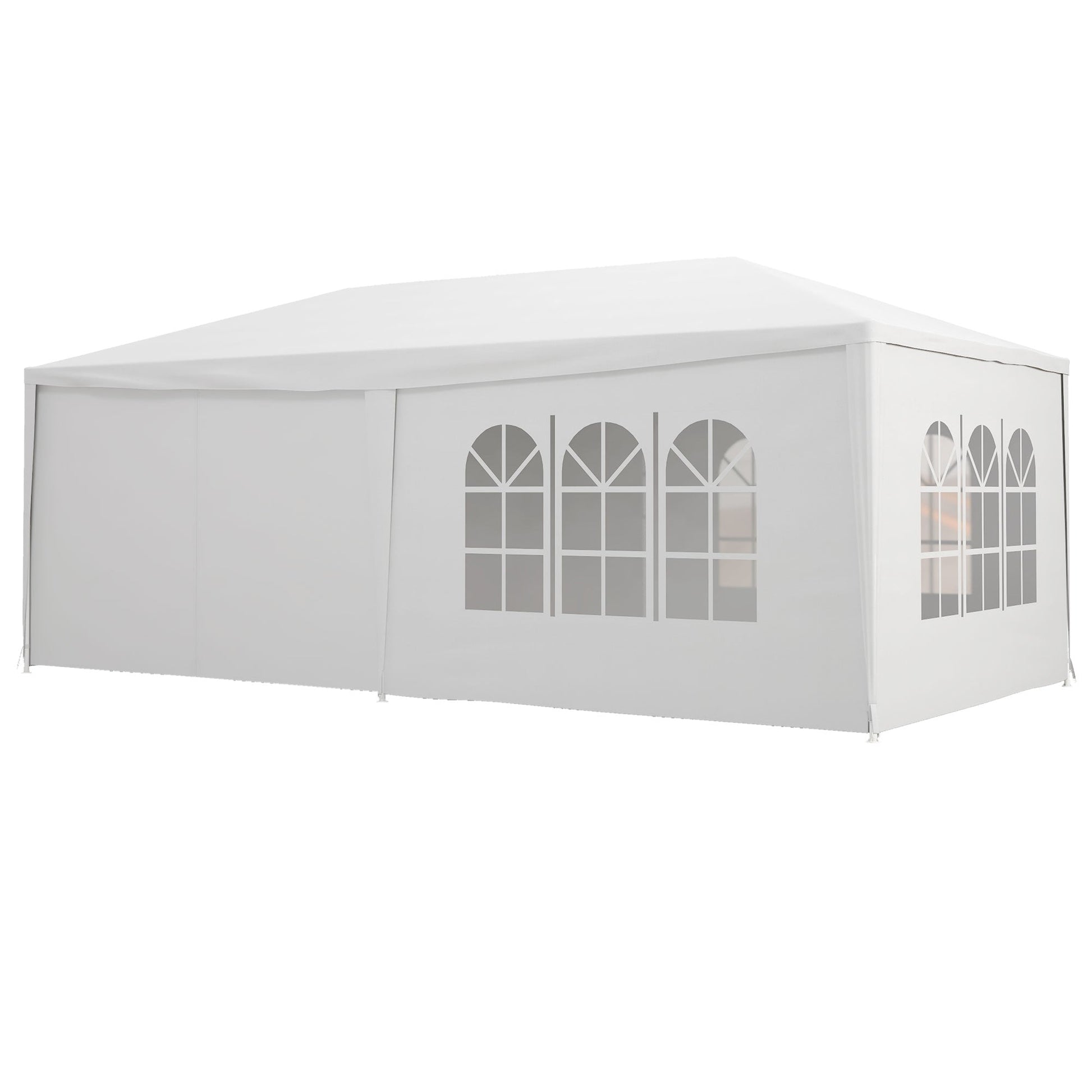 6 x 3(m) Gazebo Canopy Party Tent with 6 Removable Side Walls for Outdoor Event with Windows and Doors, White