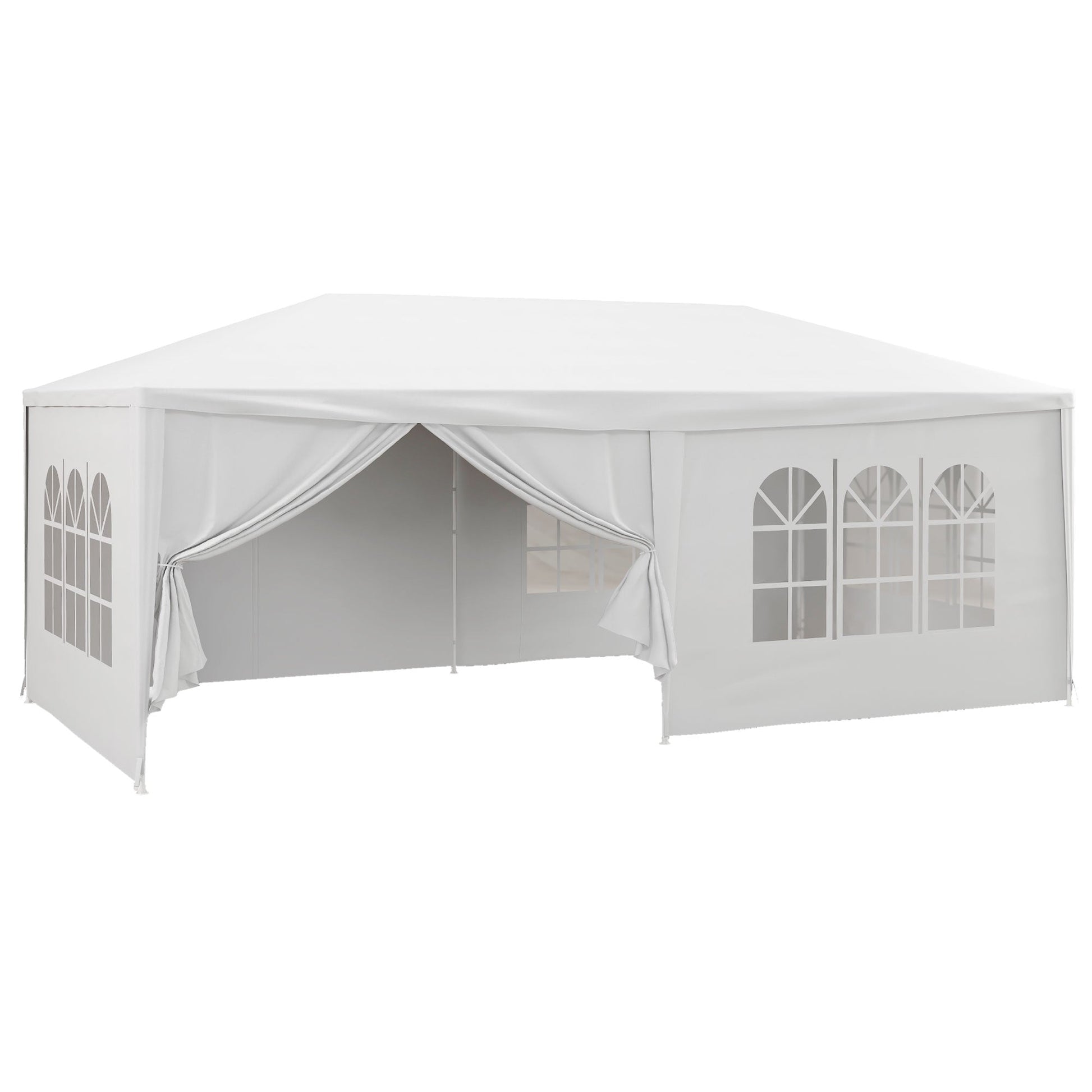 6 x 3(m) Gazebo Canopy Party Tent with 6 Removable Side Walls for Outdoor Event with Windows and Doors, White
