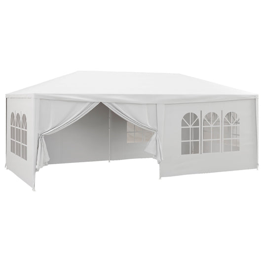 6 x 3(m) Gazebo Canopy Party Tent with 6 Removable Side Walls for Outdoor Event with Windows and Doors, White