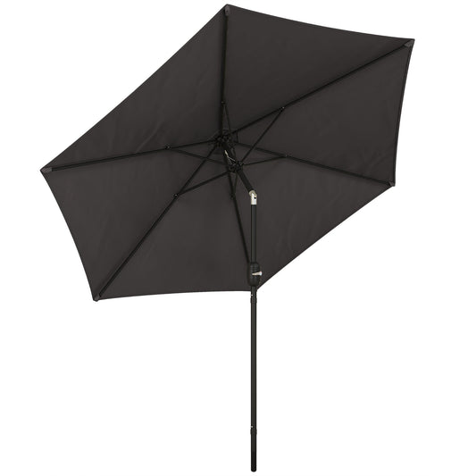 2.6 m Garden Parasol Umbrella with Aluminium Pole, Outdoor Table Market Patio Umbrella Sun Shade with Tilt and Crank, Vent, Black