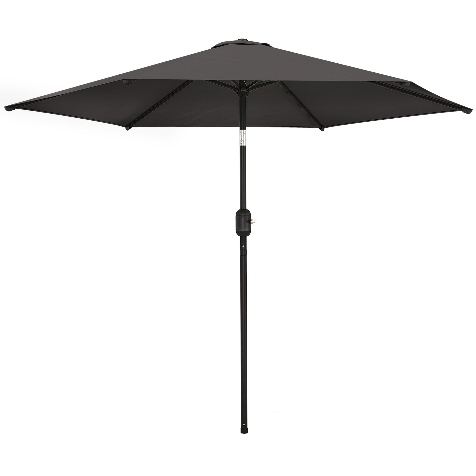 2.6 m Garden Parasol Umbrella with Aluminium Pole, Outdoor Table Market Patio Umbrella Sun Shade with Tilt and Crank, Vent, Black