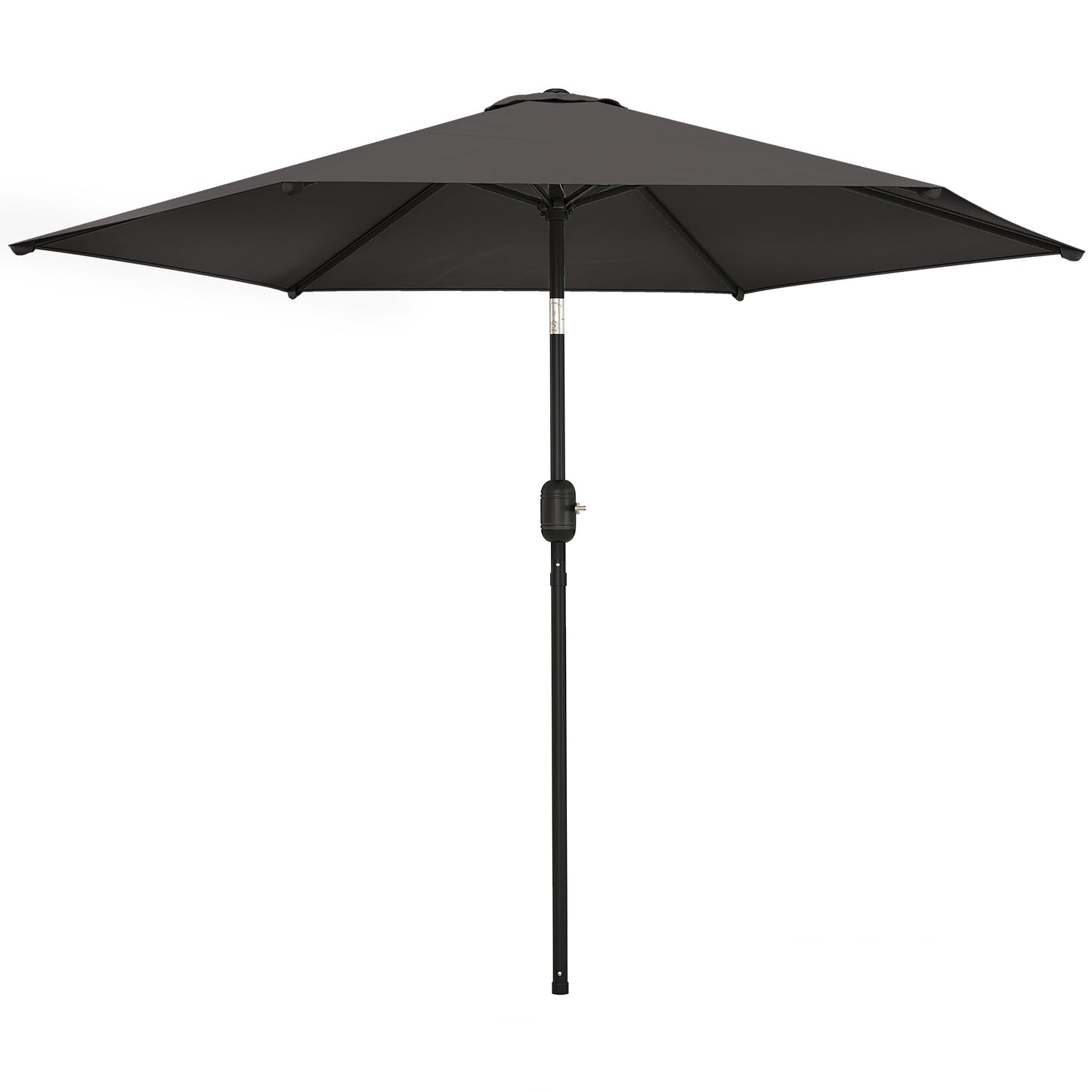 2.6 m Garden Parasol Umbrella with Aluminium Pole, Outdoor Table Market Patio Umbrella Sun Shade with Tilt and Crank, Vent, Black