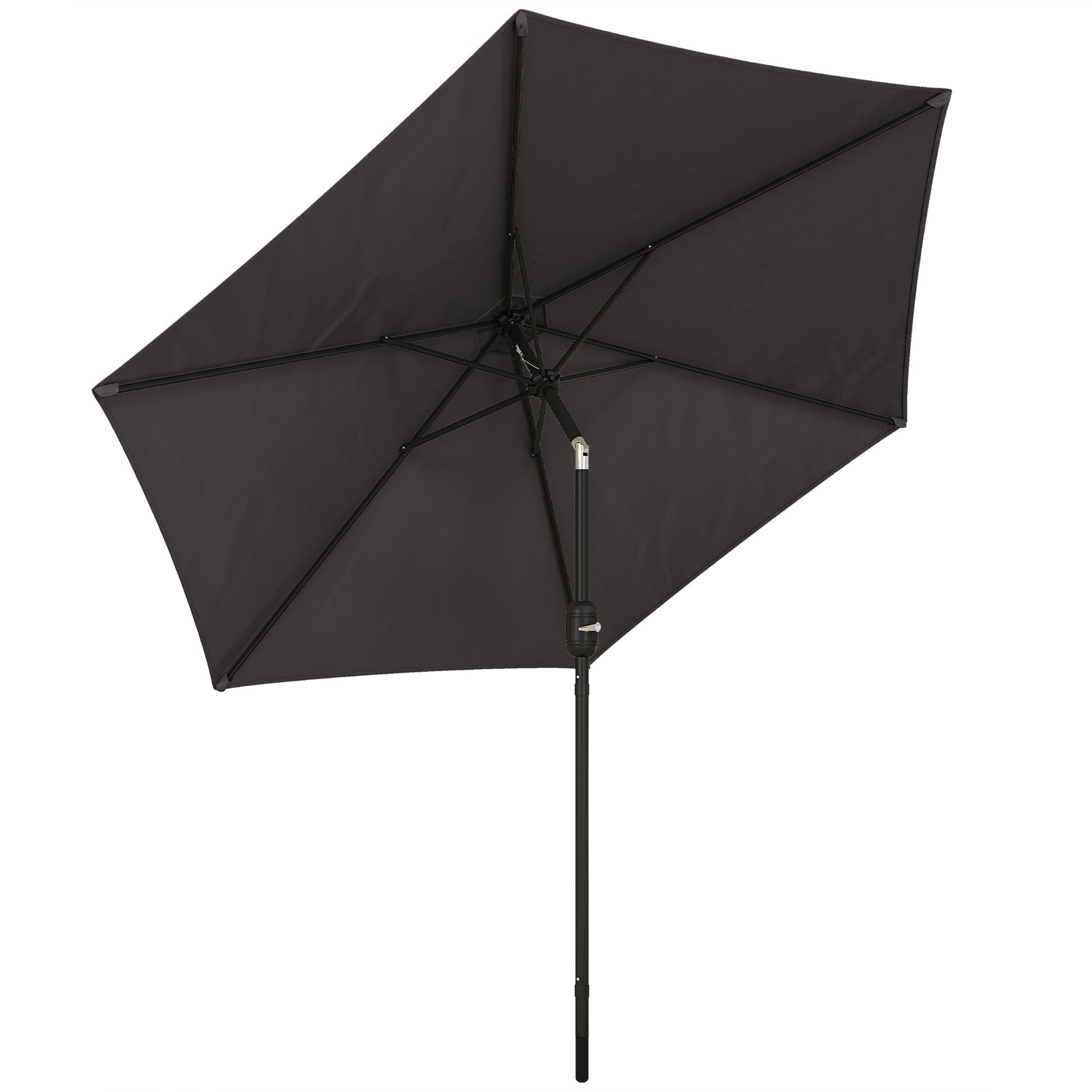 2.6 m Garden Parasol Umbrella with Aluminium Pole, Outdoor Table Market Patio Umbrella Sun Shade with Tilt and Crank, Vent, Black