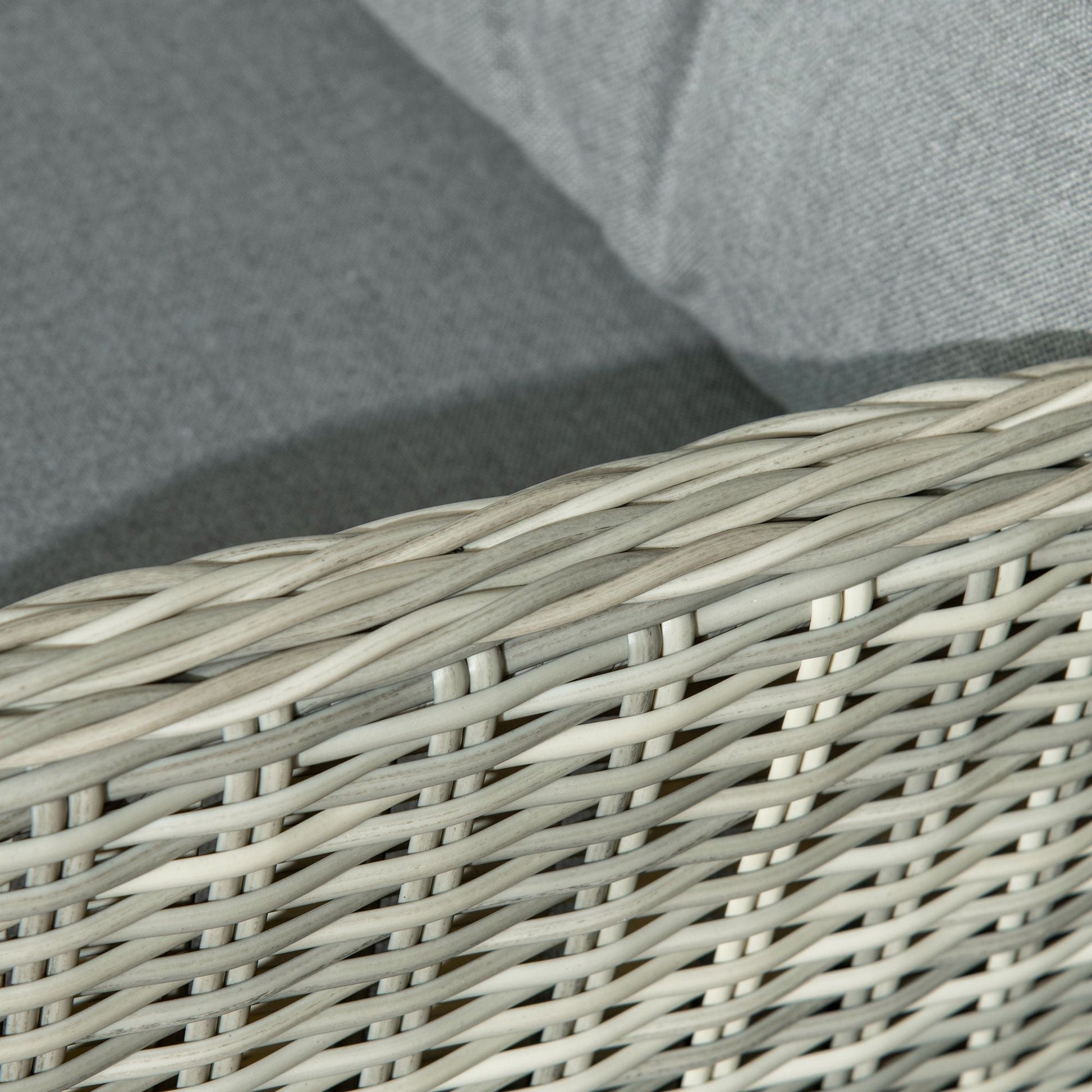5 Pieces Rattan Bistro Set with Adjustable Back, Reclining Wicker Balcony Furniture with Cushions, Glass Top Coffee Table and Footstools, Outdoor Table and Chairs, Grey