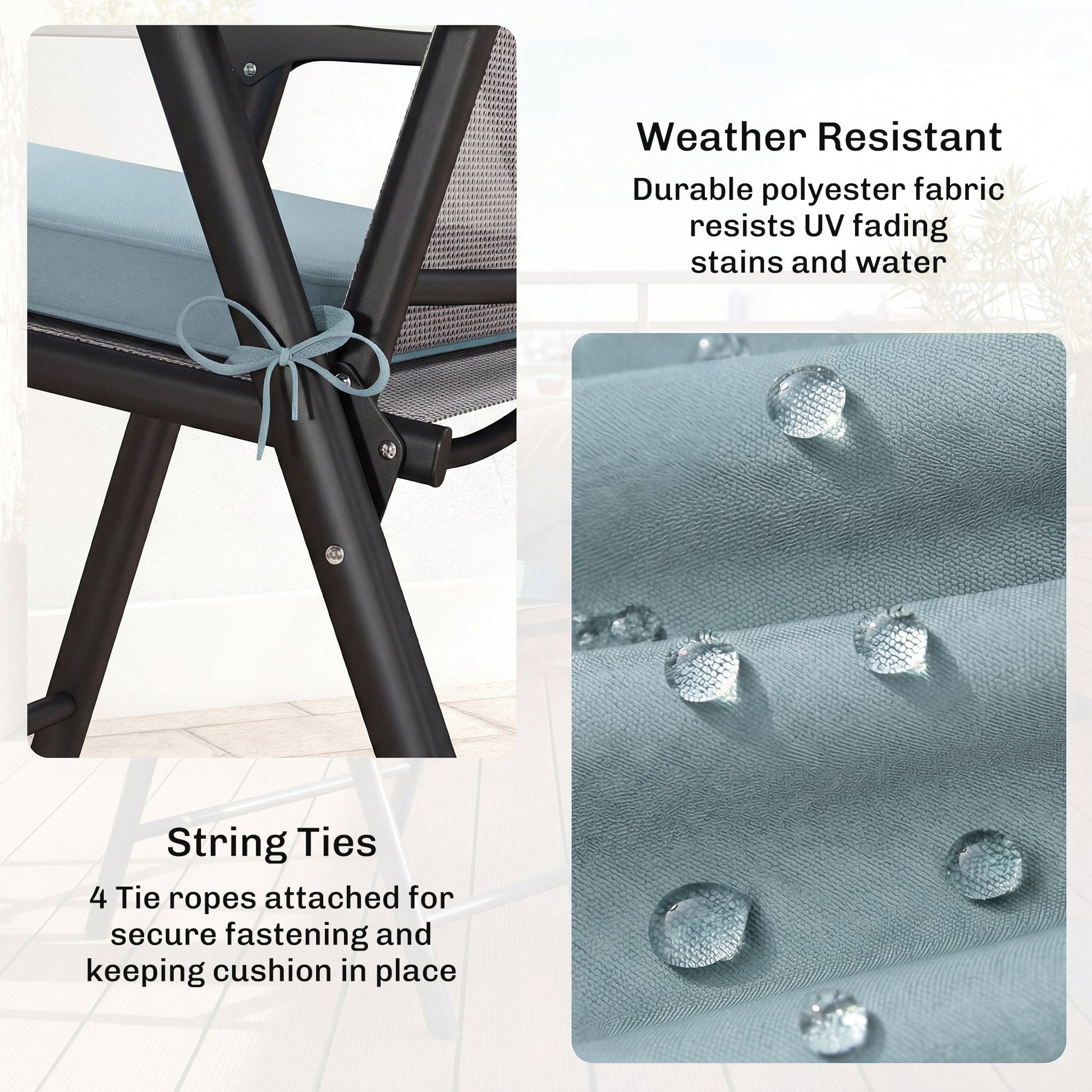 Set of 6 Chair Cushion Seat Pads Dining Chair w/ Straps, Indoor Outdoor Removable Tie On Garden Patio, Light Grey