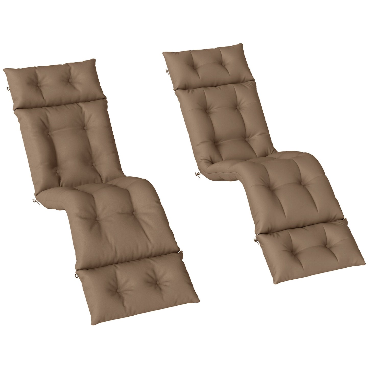Sun Lounger Cushions Only, 190x56x10cm Garden Lounge Chair Cushions Set of 2, UPF20+ 220gsm Fabric, Thick Sunbed Replacement Pads with 6 Ties, Khaki
