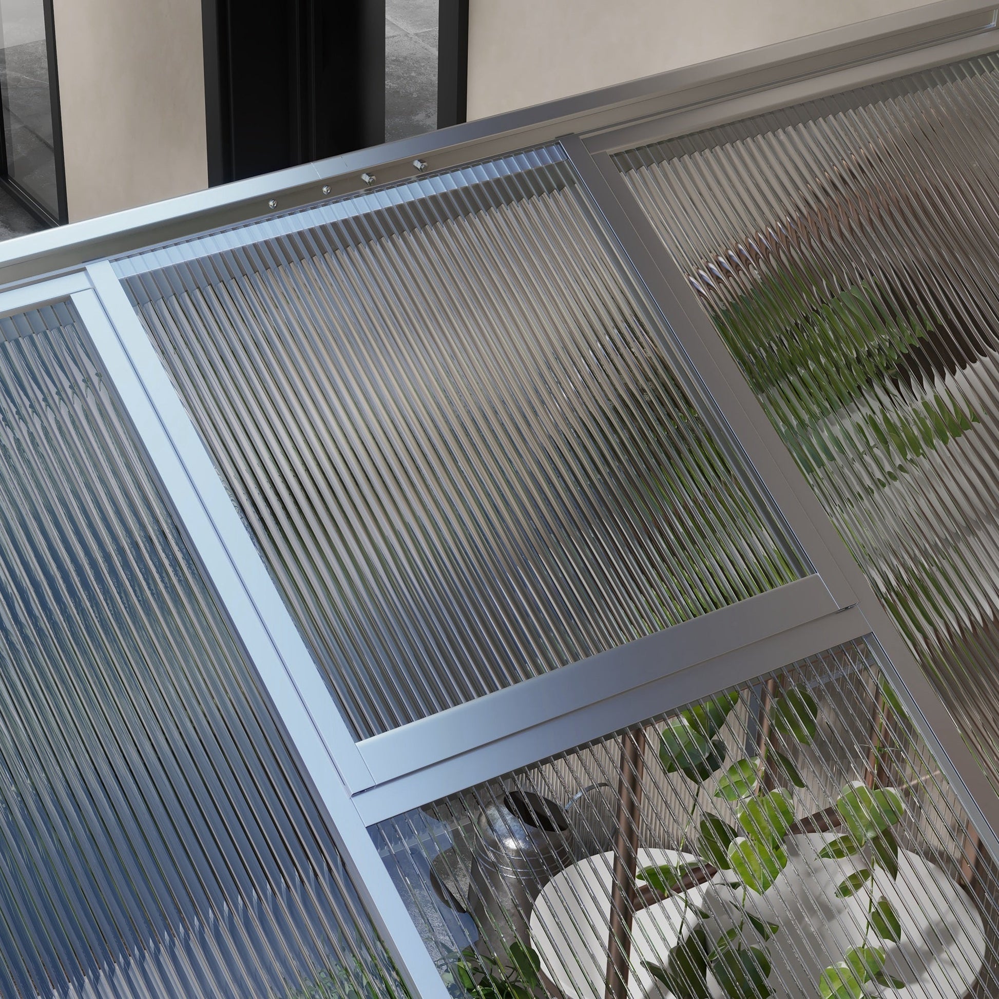 6 x 6ft Polycarbonate Greenhouse with Rain Gutters, Large Walk-In Green House with Door and Window, Garden Plants Grow House with Aluminium Frame and Foundation