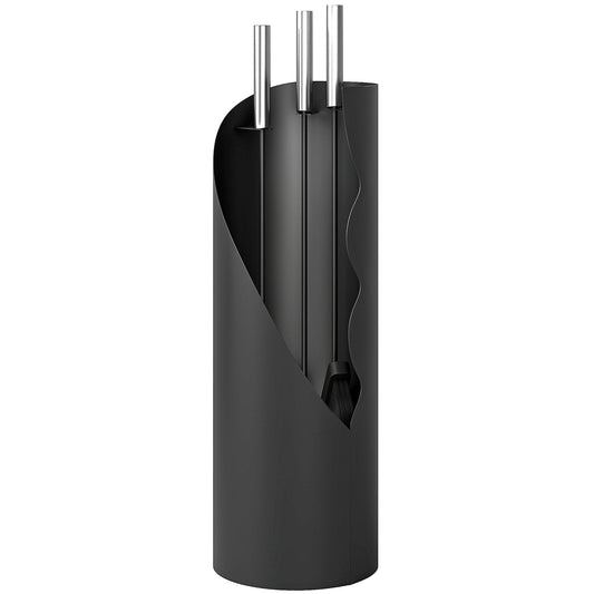 4 Pieces Fireplace Companion Set, Metal Fireplace Accessories Fireside Companion Set with Broom, Shovel, Poker and Bucket, Silver