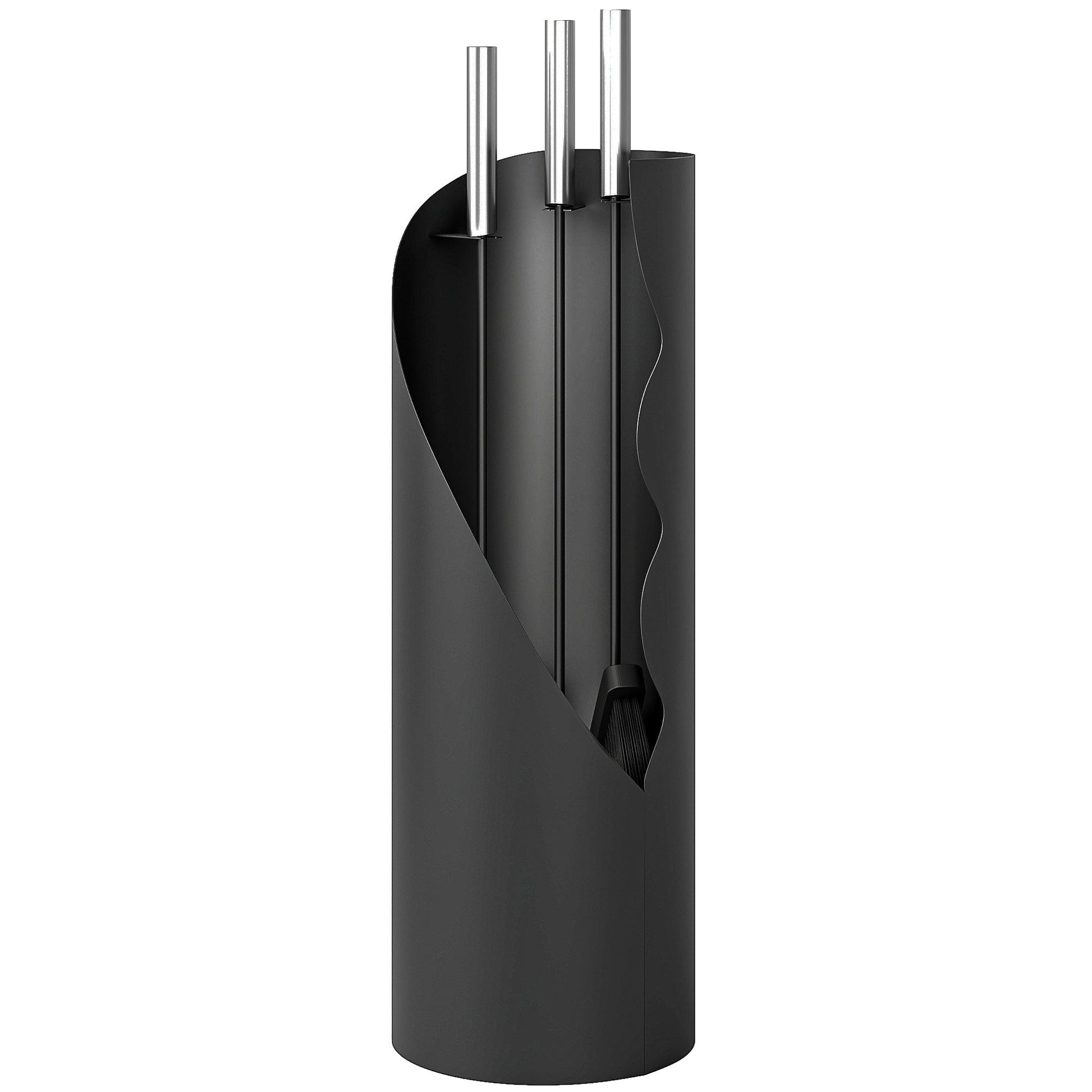 4 Pieces Fireplace Companion Set, Metal Fireplace Accessories Fireside Companion Set with Broom, Shovel, Poker and Bucket, Silver