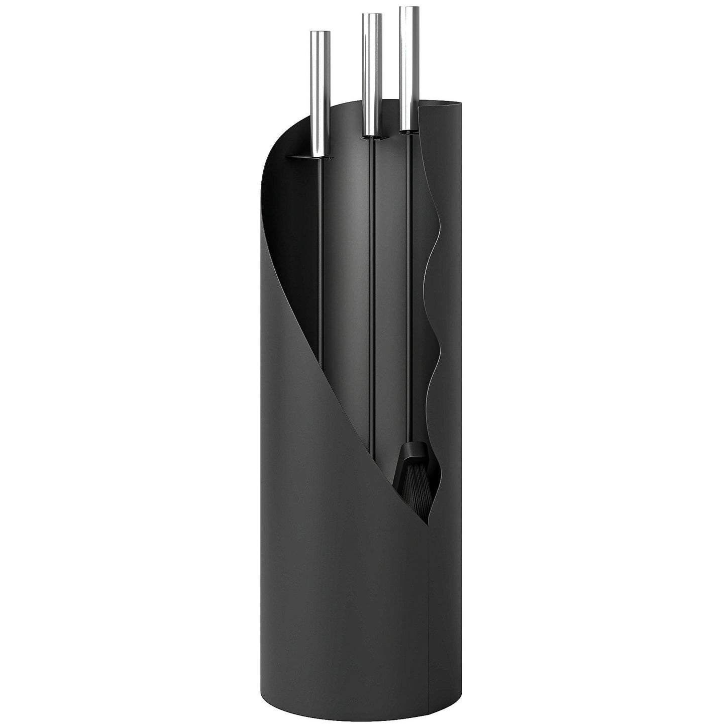 4 Pieces Fireplace Companion Set, Metal Fireplace Accessories Fireside Companion Set with Broom, Shovel, Poker and Bucket, Silver