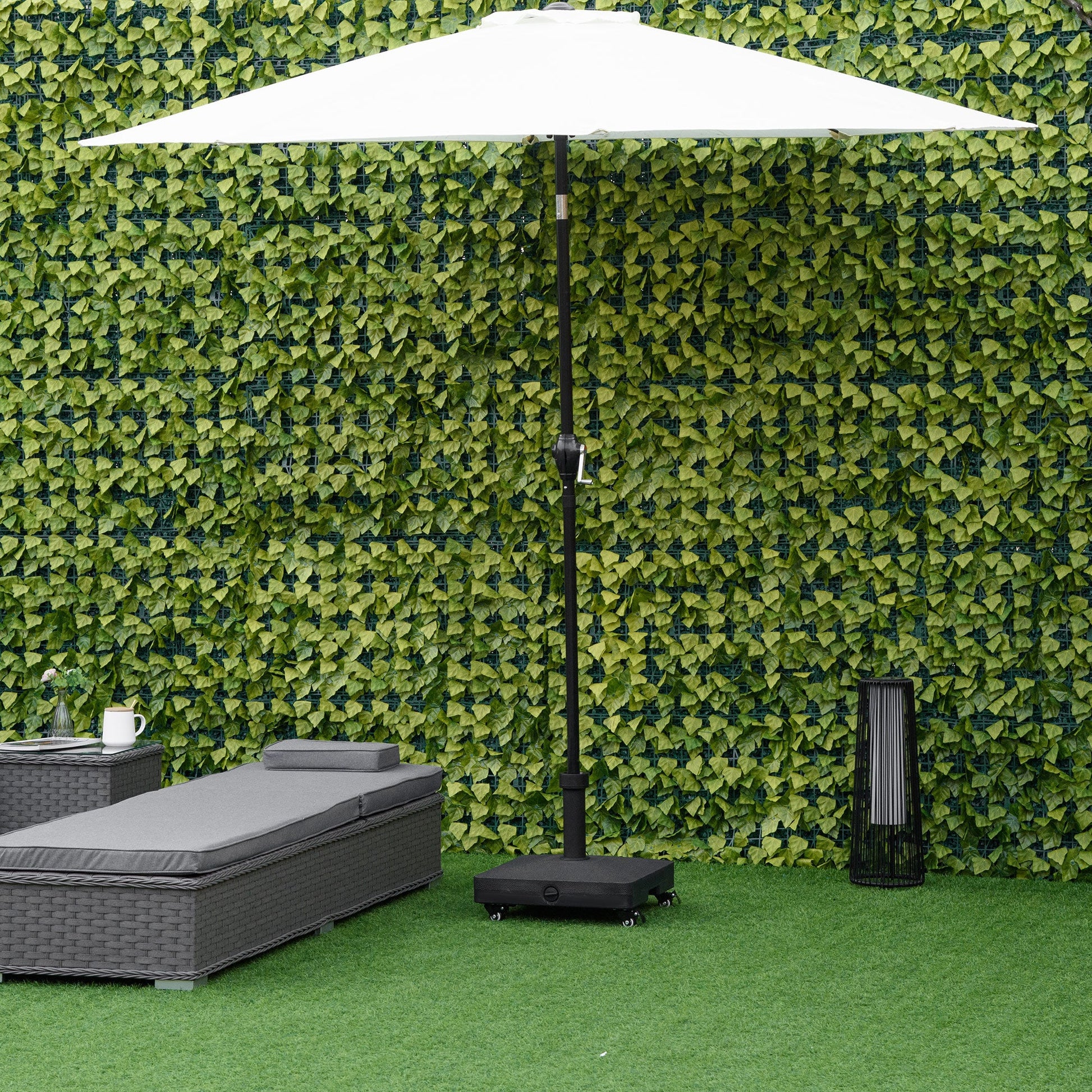20kg Heavy Duty Garden Parasol Base Stand with Wheels Sand or Water Filled Patio Umbrella Base Square Outdoor Umbrella Stand Holder, Black