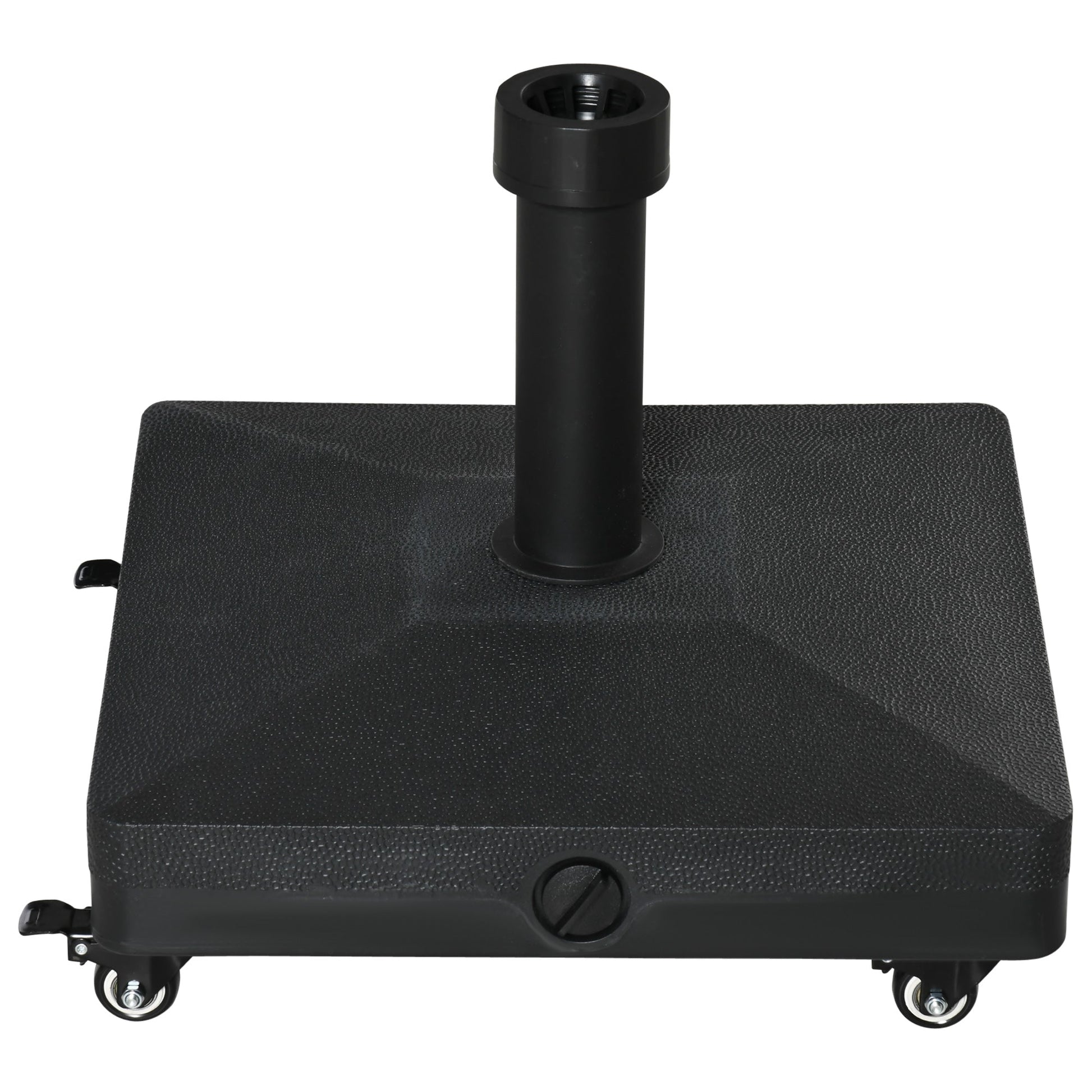 20kg Heavy Duty Garden Parasol Base Stand with Wheels Sand or Water Filled Patio Umbrella Base Square Outdoor Umbrella Stand Holder, Black