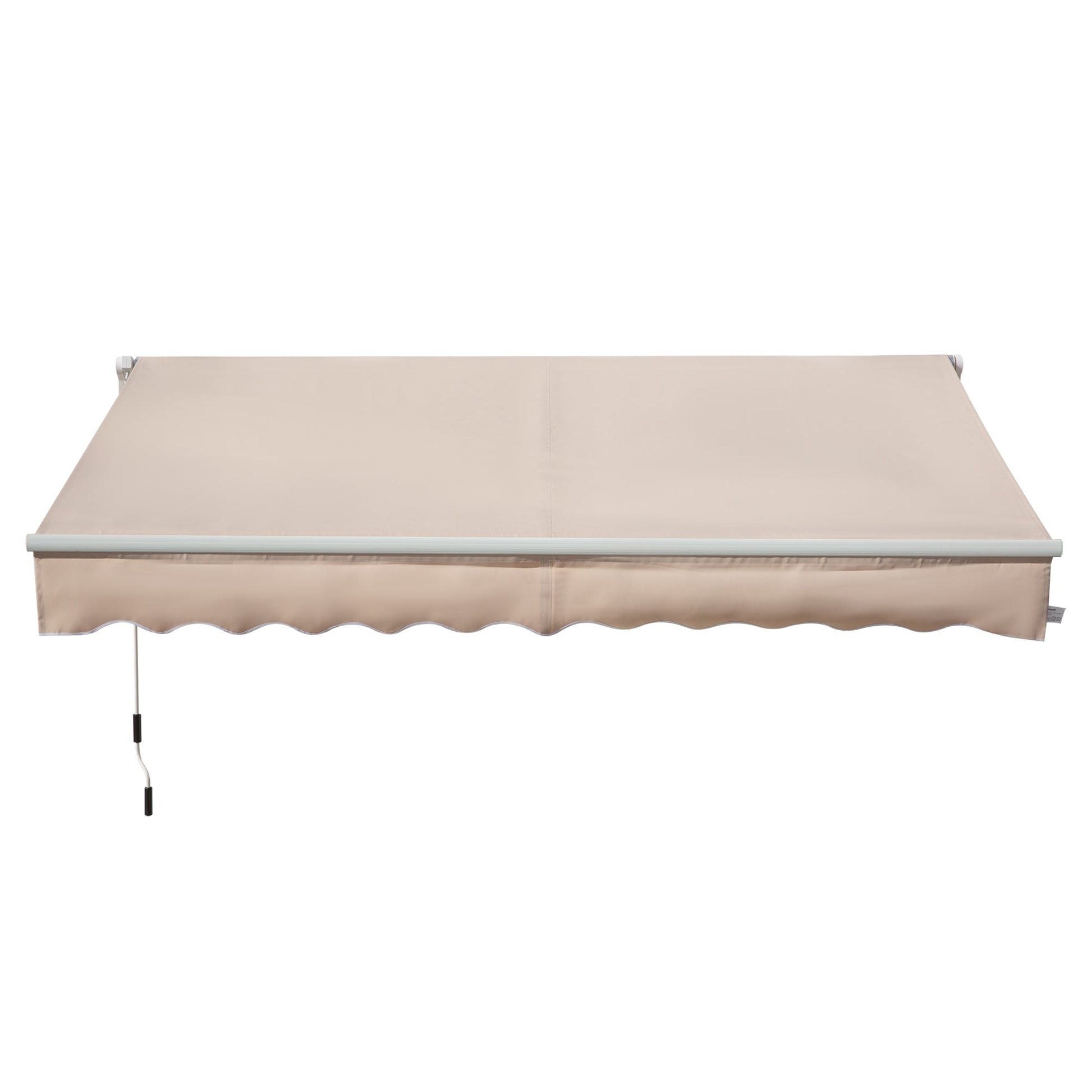 4x2.5m Retractable Manual Awning Window Door Sun Shade Canopy with Fittings and Crank Handle Beige
