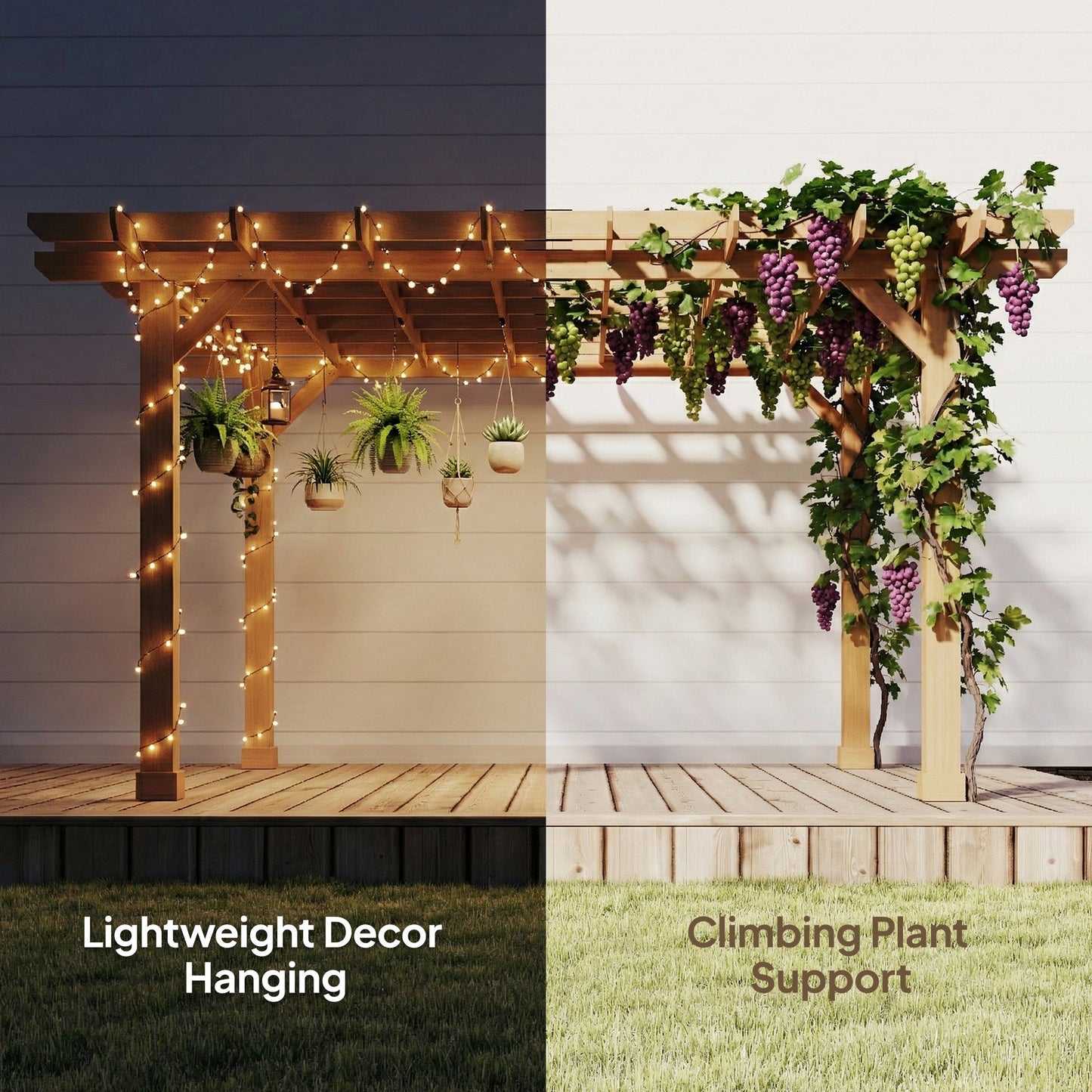 3.6 x 3.6m Graden Pergola Kit, Wooden Pergola Gazebo Grape Trellis with Stable Structure for Climbing Vines Flowers, Dark Brown