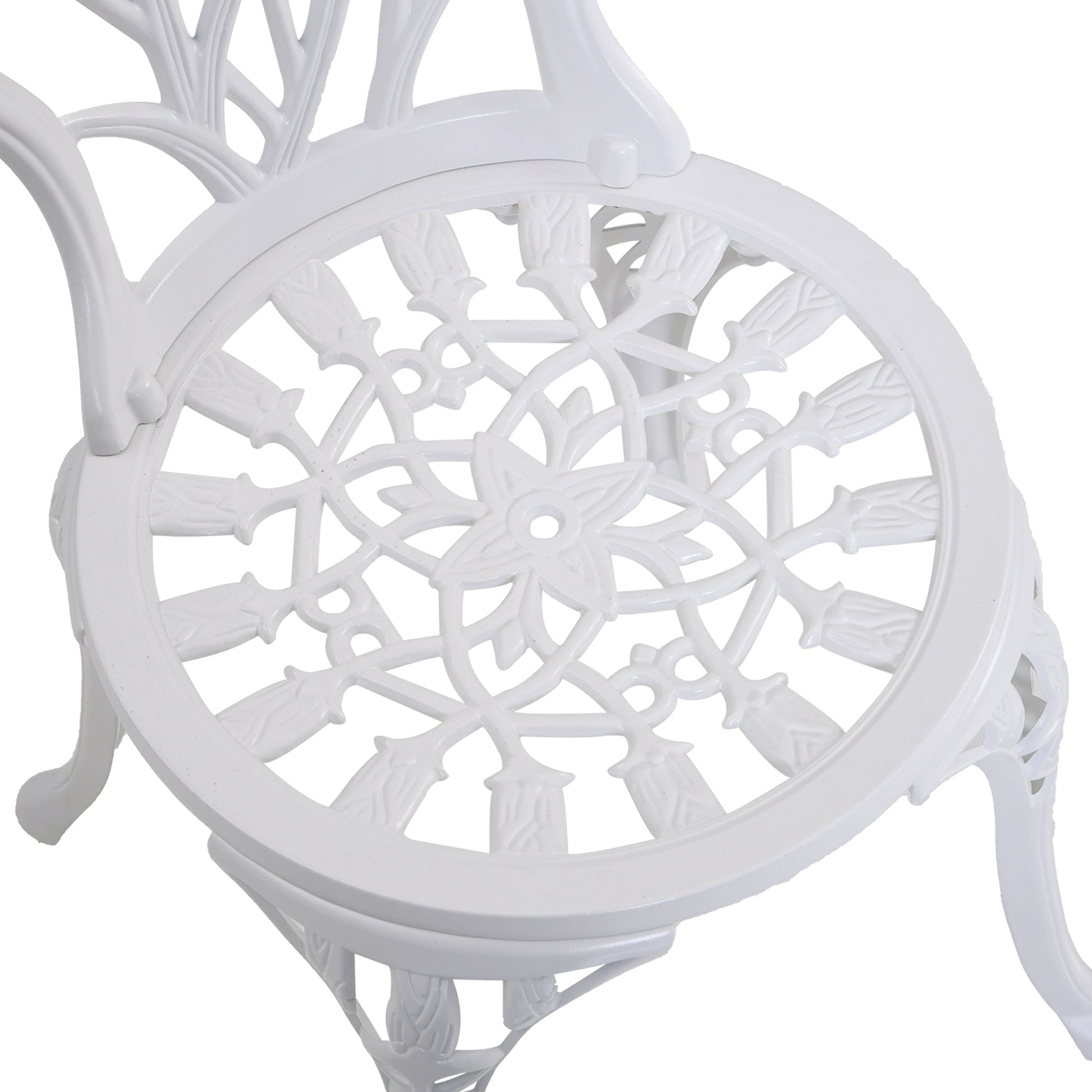 3 Piece Patio Bistro Set for 2, Outdoor Aluminium Garden Table and Chairs with Umbrella Hole for Balcony, White