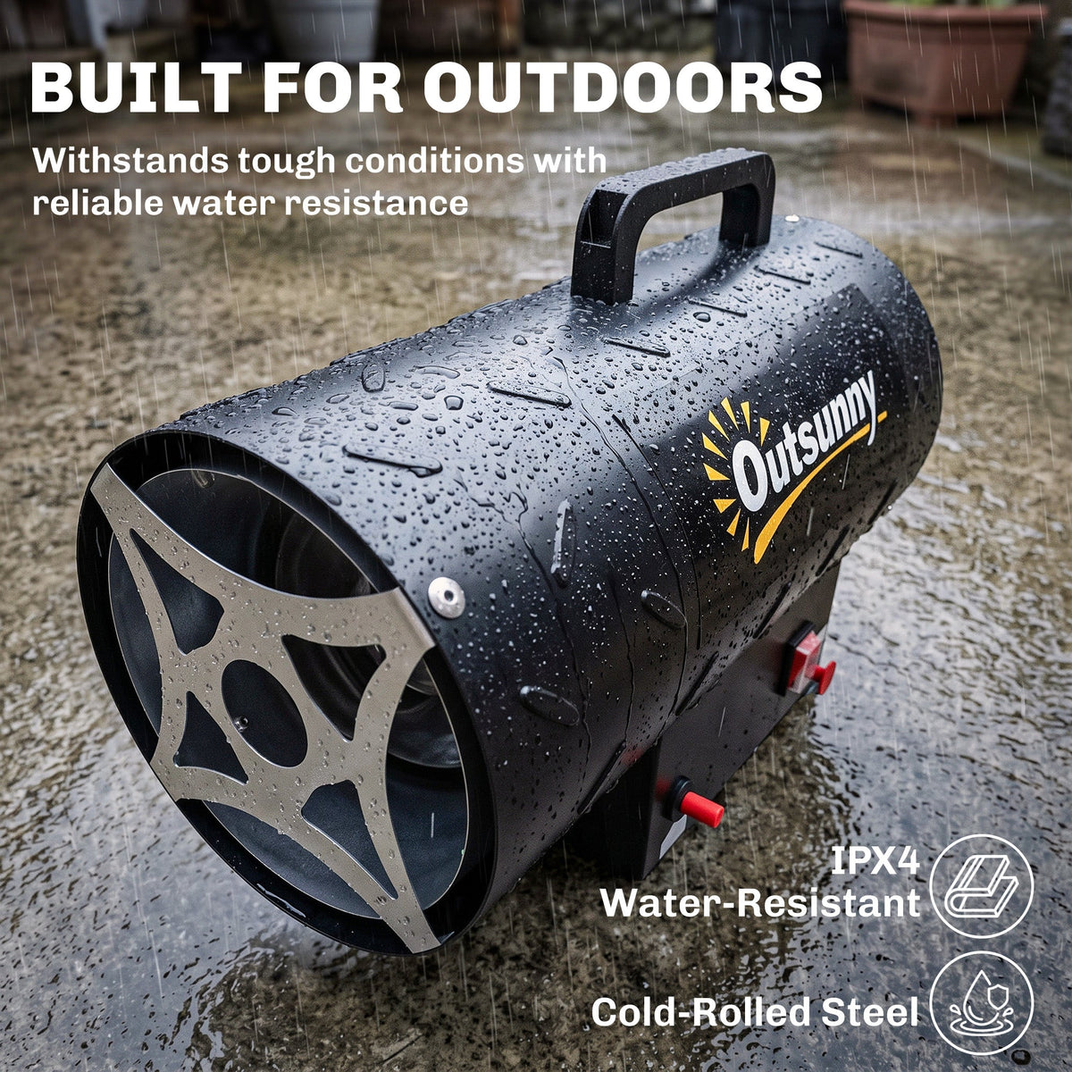 15 kW/51000 BTU Industrial Propane Space Heater, Portable Forced Air Gas Fan Outdoor Patio Heater with Piezo Ignition, Overheat Protection, IPX4, Hot Air Blower for Workshop, Garage, Black