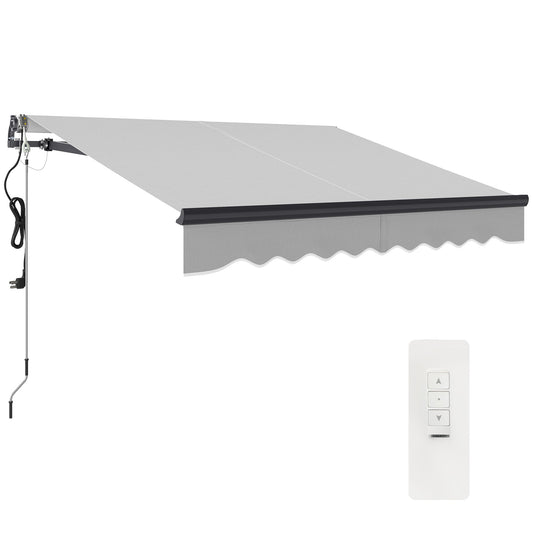 2.5 x 2m Electric Awning with Remote Controller, Aluminium Frame DIY Retractable Awning, UV30+ Sun Shade Canopy for Garden Patio Deck Door Window, Light Grey