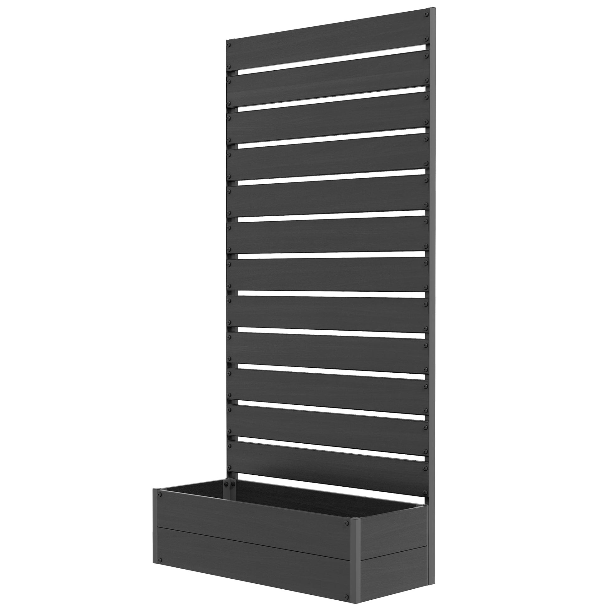Garden Planter with Trellis for Climbing Plants, Vines, Flowers, Freestanding Raised Bed for Garden, Outdoor, Patio, Planter Box with Drainage Gap, Black