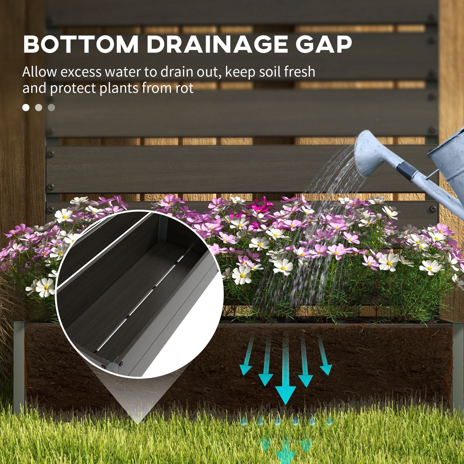Garden Planter with Trellis for Climbing Plants, Vines, Flowers, Freestanding Raised Bed for Garden, Outdoor, Patio, Planter Box with Drainage Gap, Black