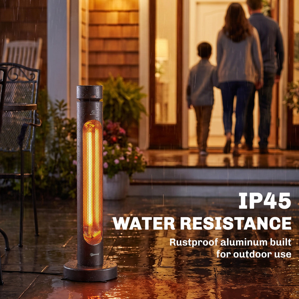 2000 W Electric Infrared Patio Heater, Free Standing Oscillating Outdoor Garden Heater with Knob/Remote Control, 8 Heat Settings, 8H Timer, IP45, Tip-over Protection, Black