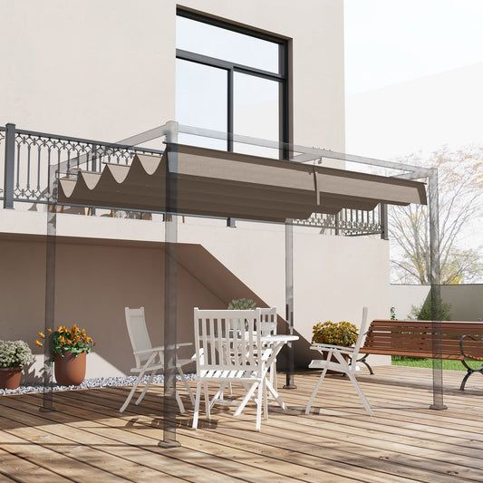 Retractable Pergola Roof, Sun Shade Cover, UV30+ Protected Replacement Canopy Fabric for 2.85 x 2m Pergola Frame, Coffee