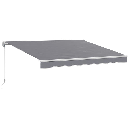 2.5m x 2m Retractable Awning, DIY Garden Awning Canopy, Anti-UV Sun Shade Shelter with Aluminium Frame and Crank Handle, Dark Grey